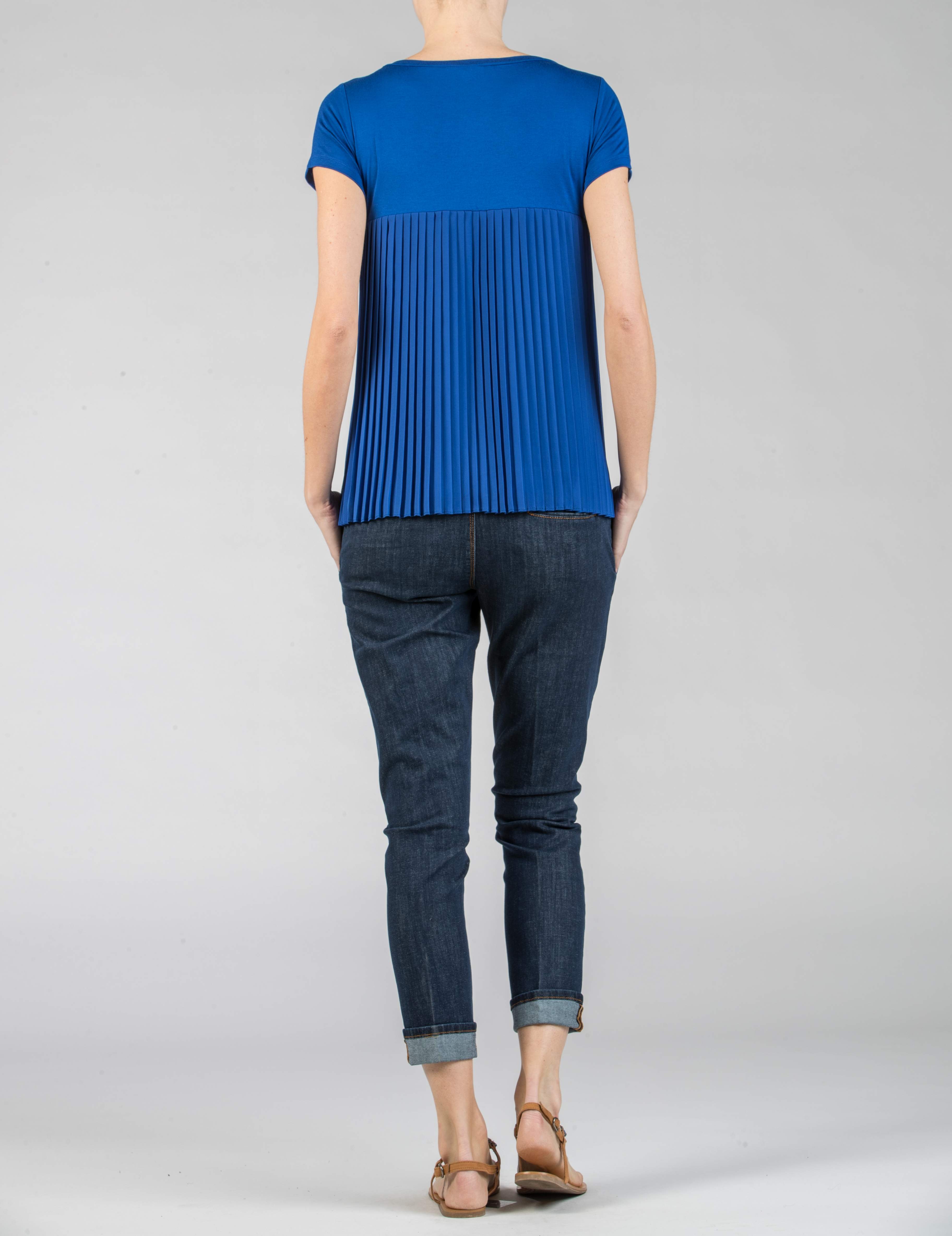 Pleated Back Maternity T-shirt (Blu Cina, XS)