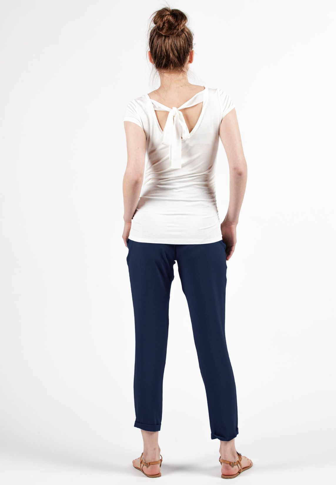 SILVIA - Maternity Jogger Trousers in Crepe (Blue, XS)