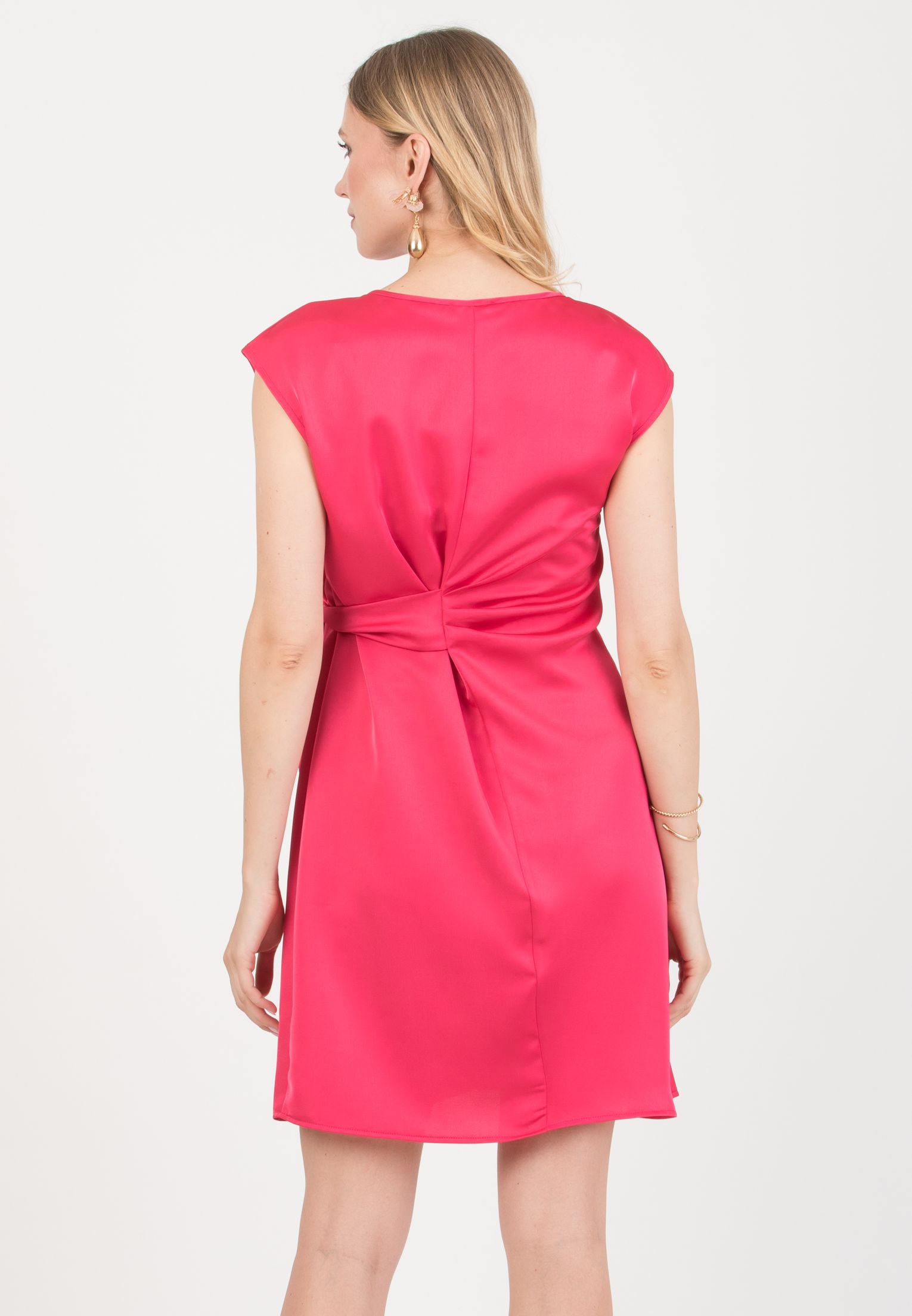 VERONICA - Maternity Satin Dress with Adjustable Tie (Rosso)