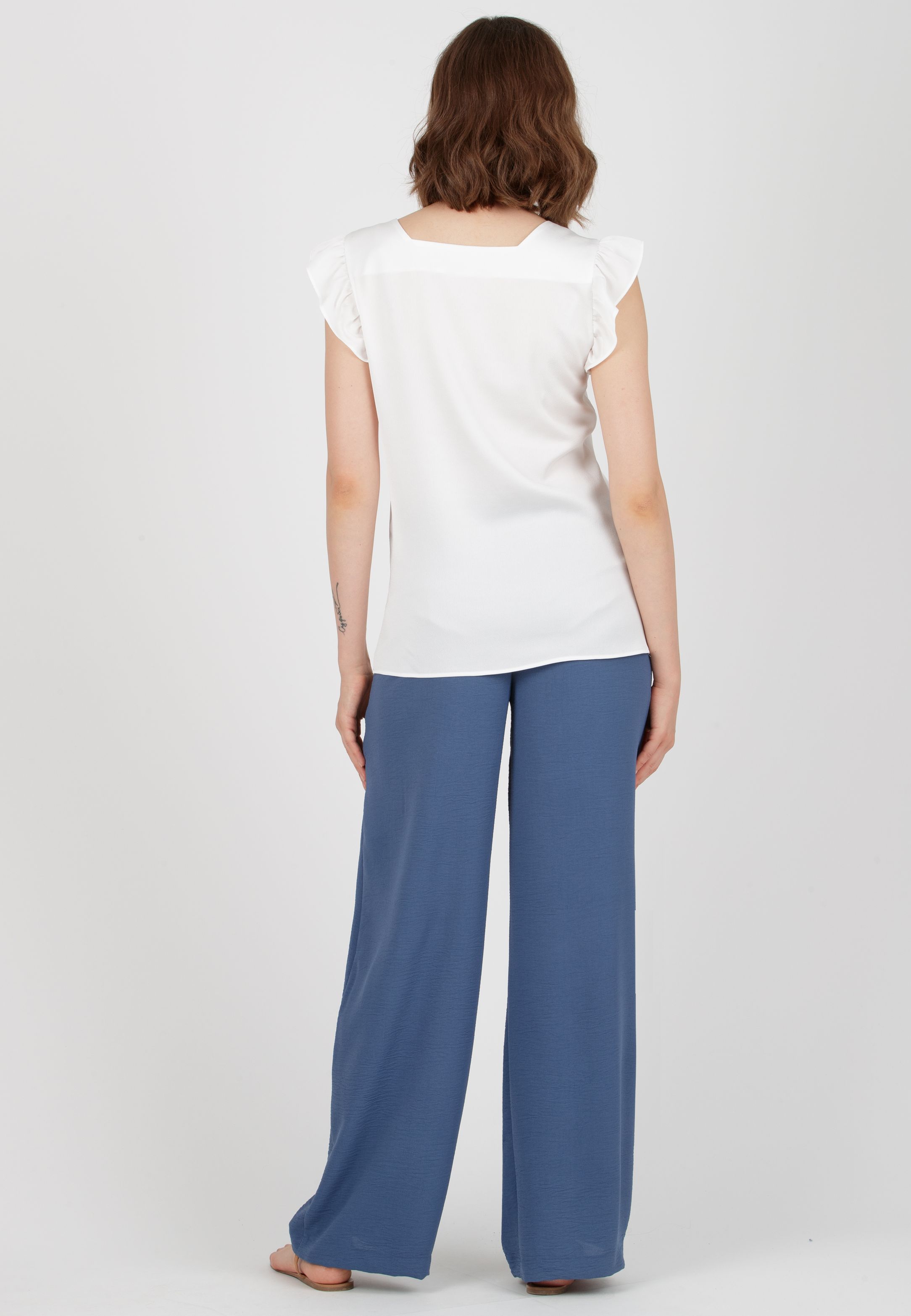 INES - Pantalone Premaman Fluido con Vita Bassa (Denim)