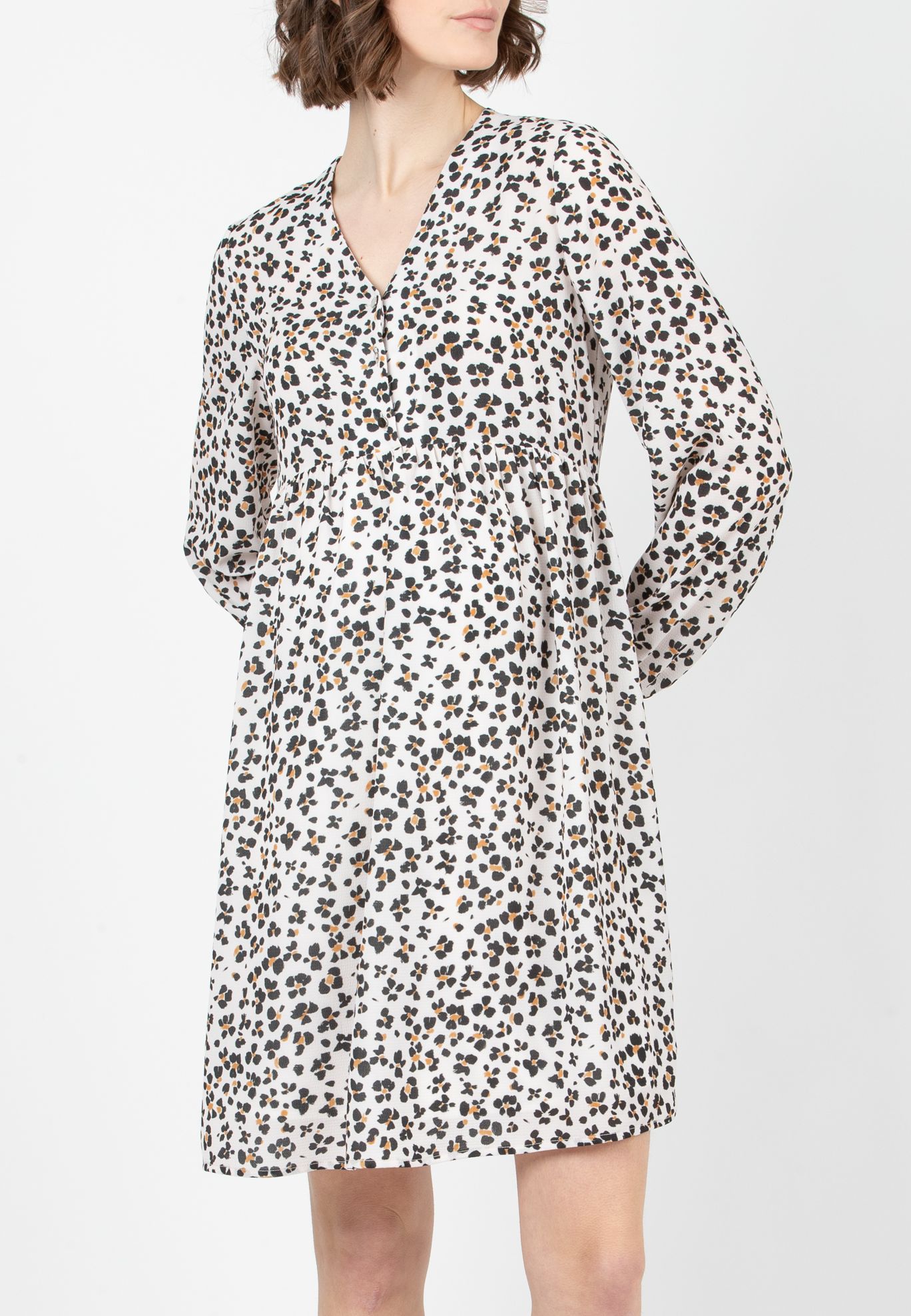 CHLOE M/L - Maternity & Nursing Dress with Front Buttons (Ivory, XS)