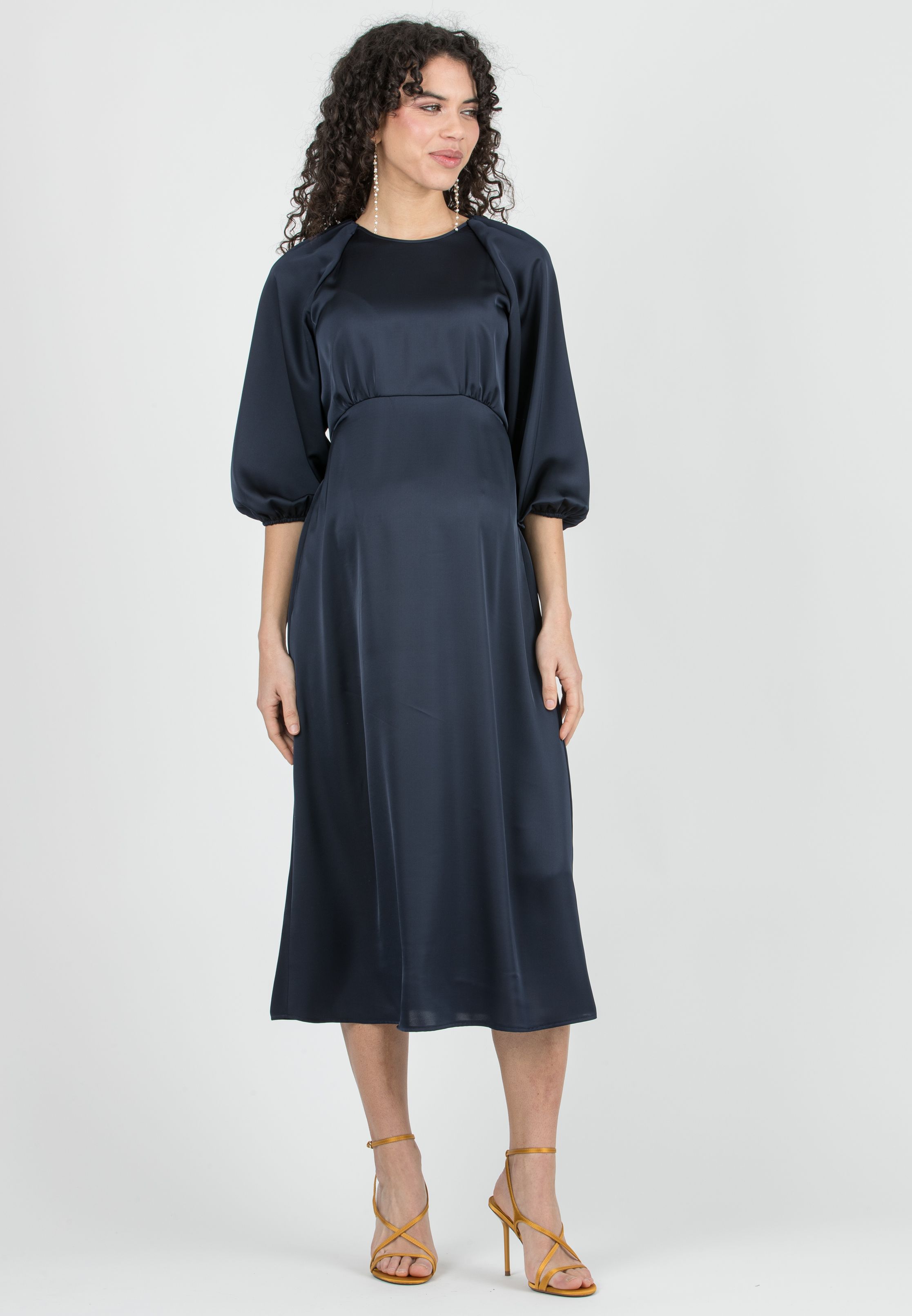 LESLIE - Abito Premaman Midi con Maniche Raglan (Blu Scuro)