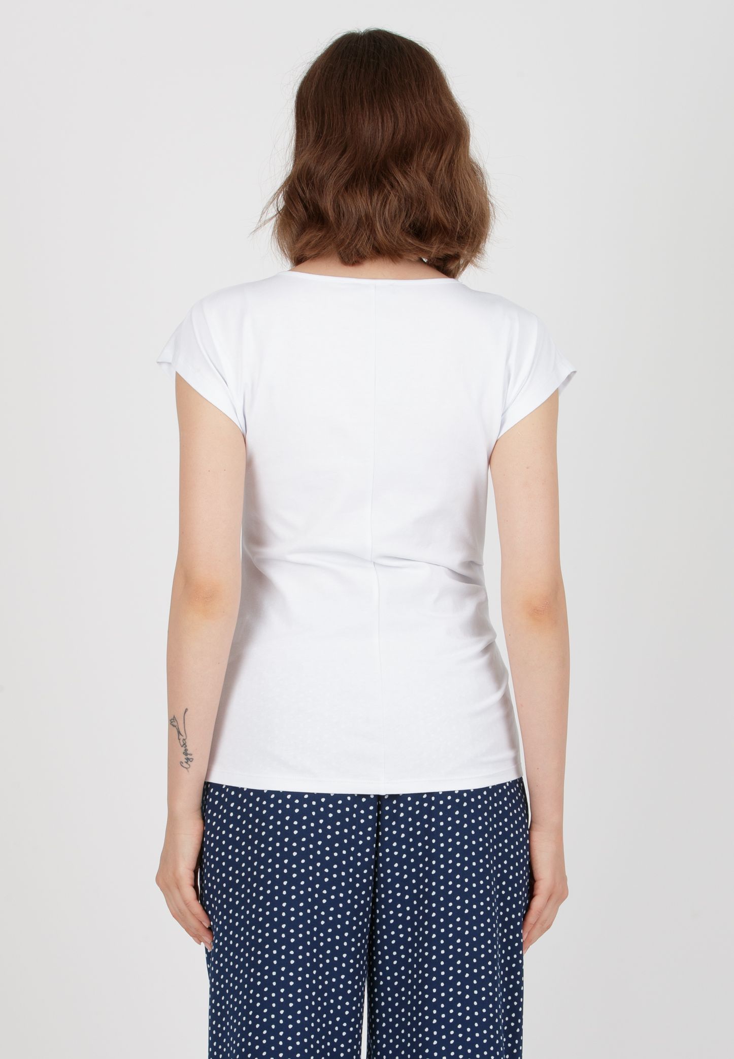 MARZIA - Maternity T-Shirt with Pleats on the Side (Bianco  Ottico)