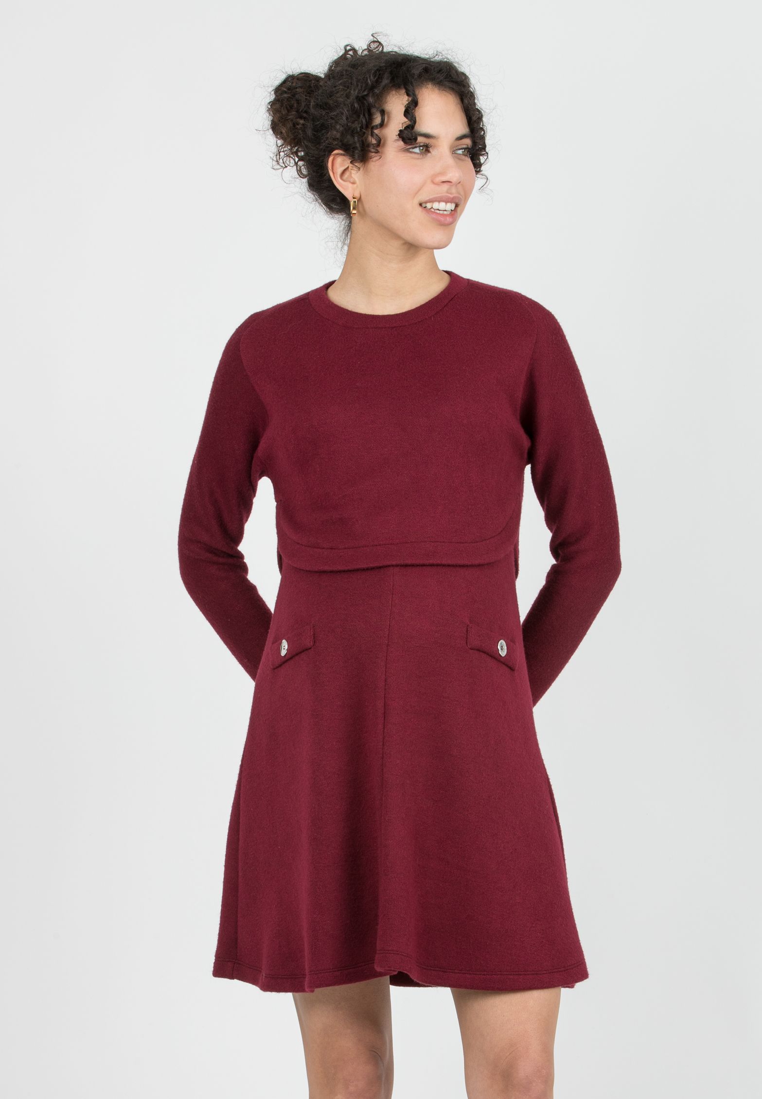 ROSSELLA - Completo Premaman & Allattamento in Maglia 2 Pezzi (Bordeaux, XS)