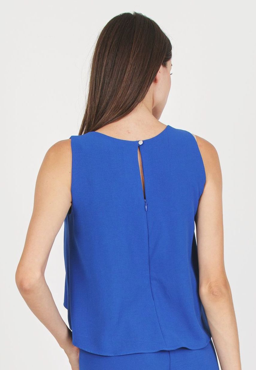 MARION - Tuta Premaman & Allattamento in Crêpe con Corpino Svasato (Blu Cina)