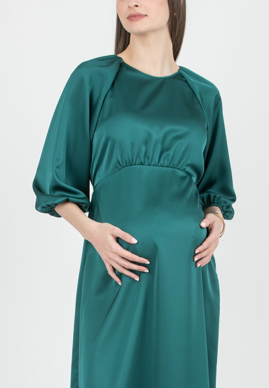 LESLIE - Abito Premaman Midi con Maniche Raglan (Smeraldo)