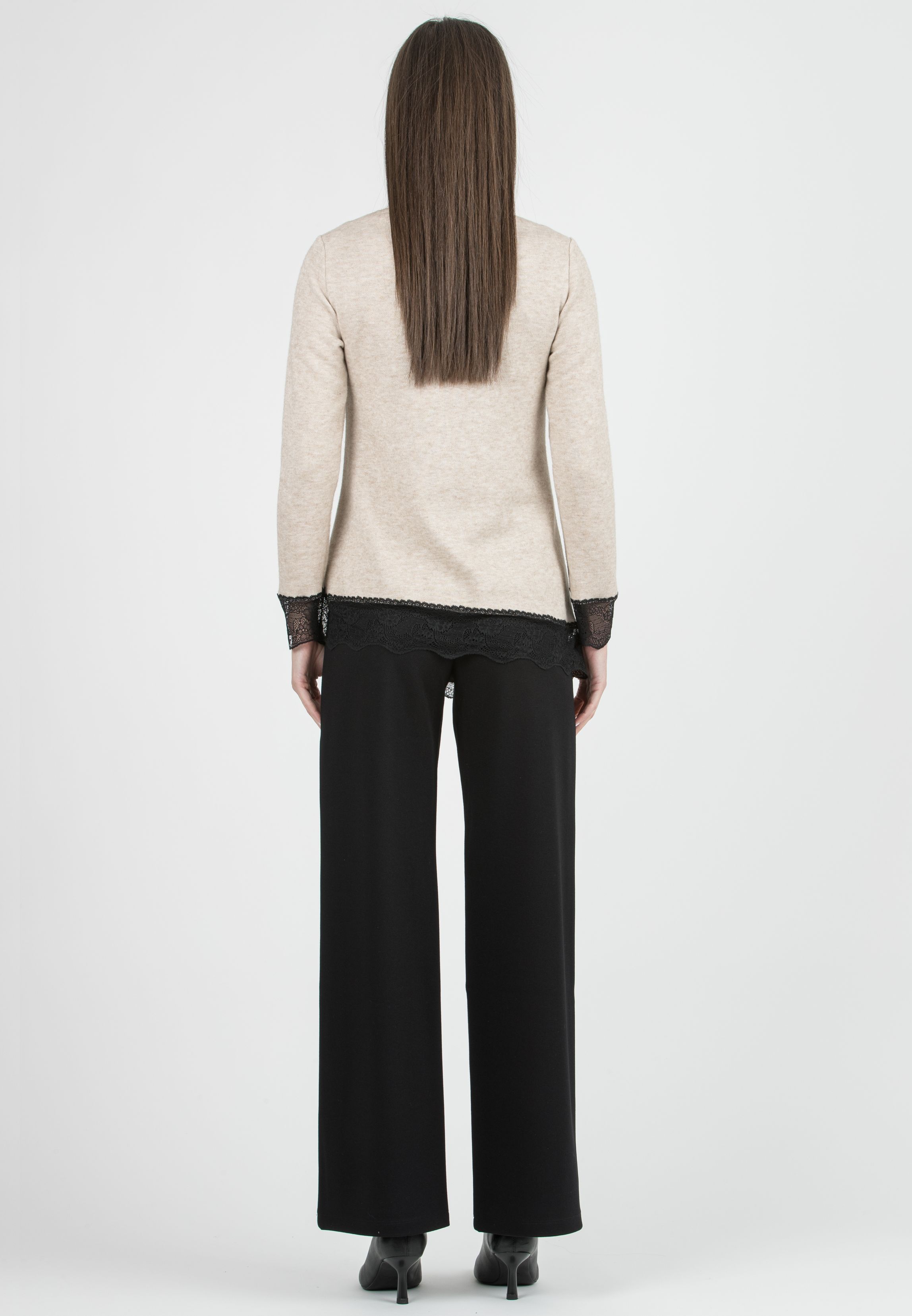 KIMBERLY - Pantalone Premaman in Punto Milano Diagonale (Nero, XS)