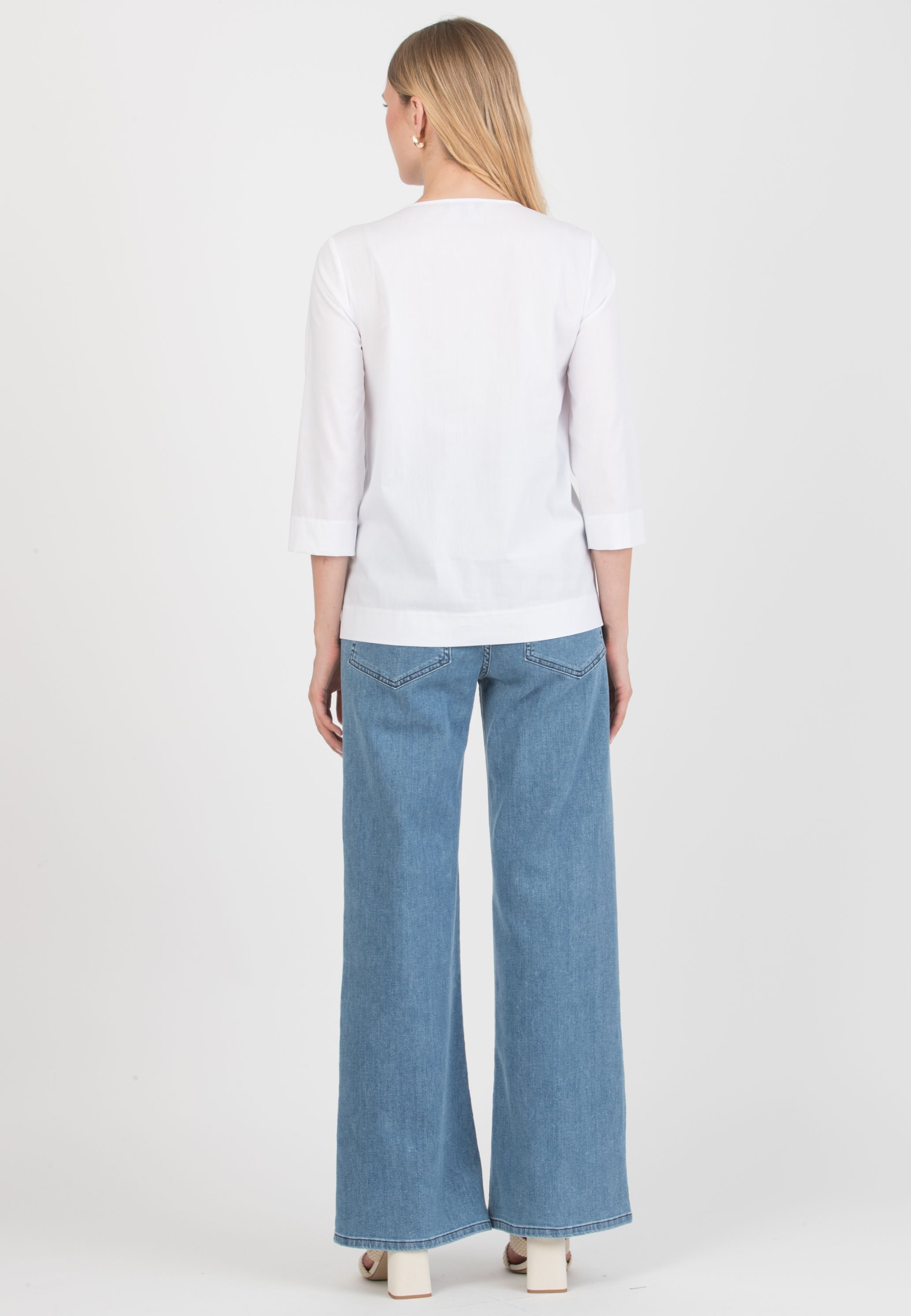 TEODORA – Maternity Poplin Cotton Shirt with Front Knot (White, XS)