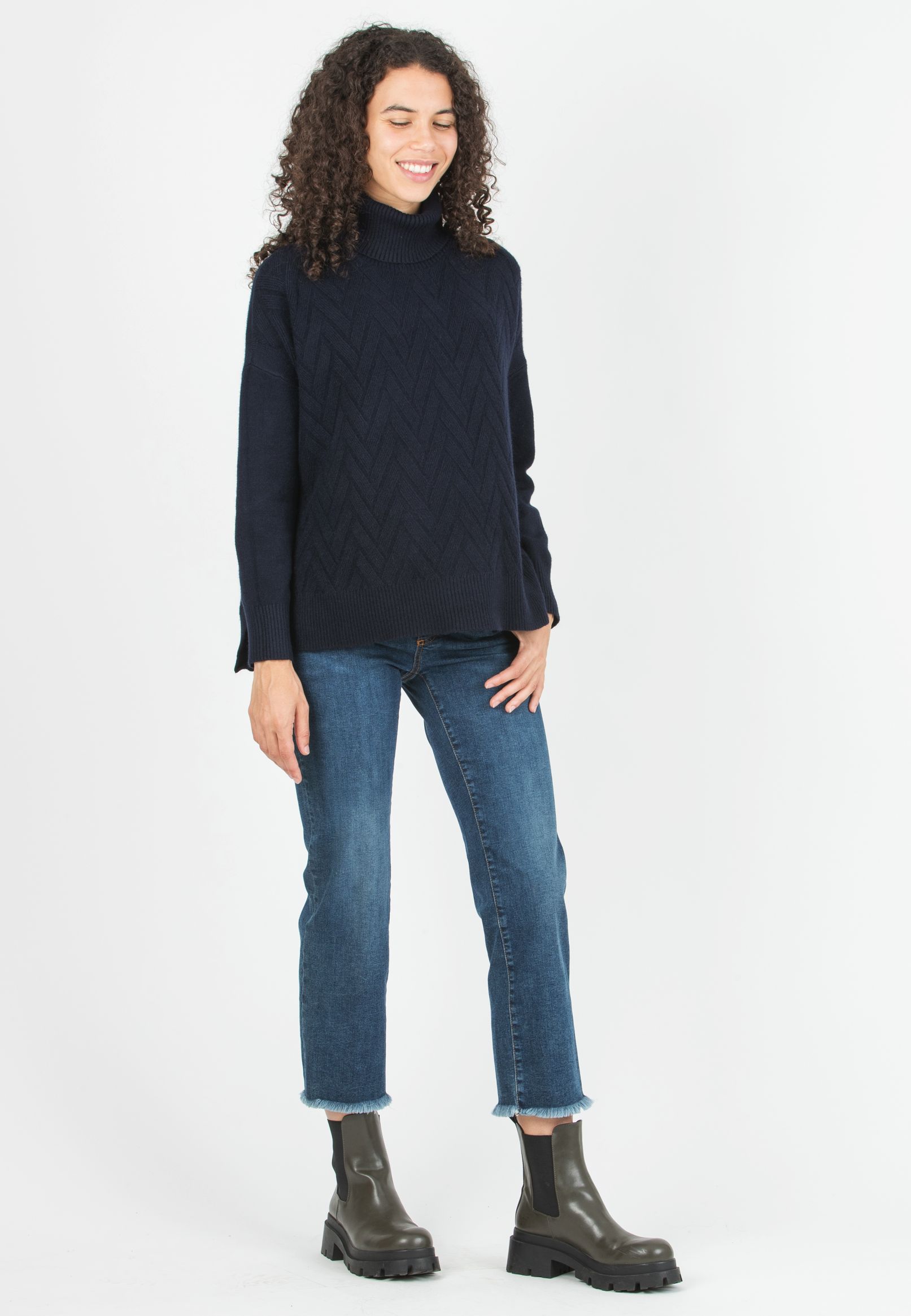 ALLISON -  Maternity & Nursing Wool Blend Sweater with Side Openings (Blu)