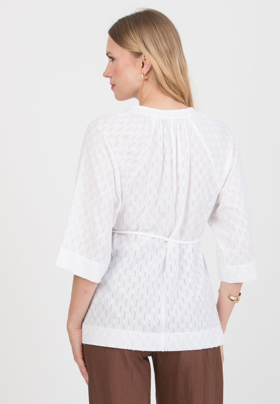 AVA - Camicia Premaman in Sangallo con Nastro Regolabile (Bianco  Ottico)