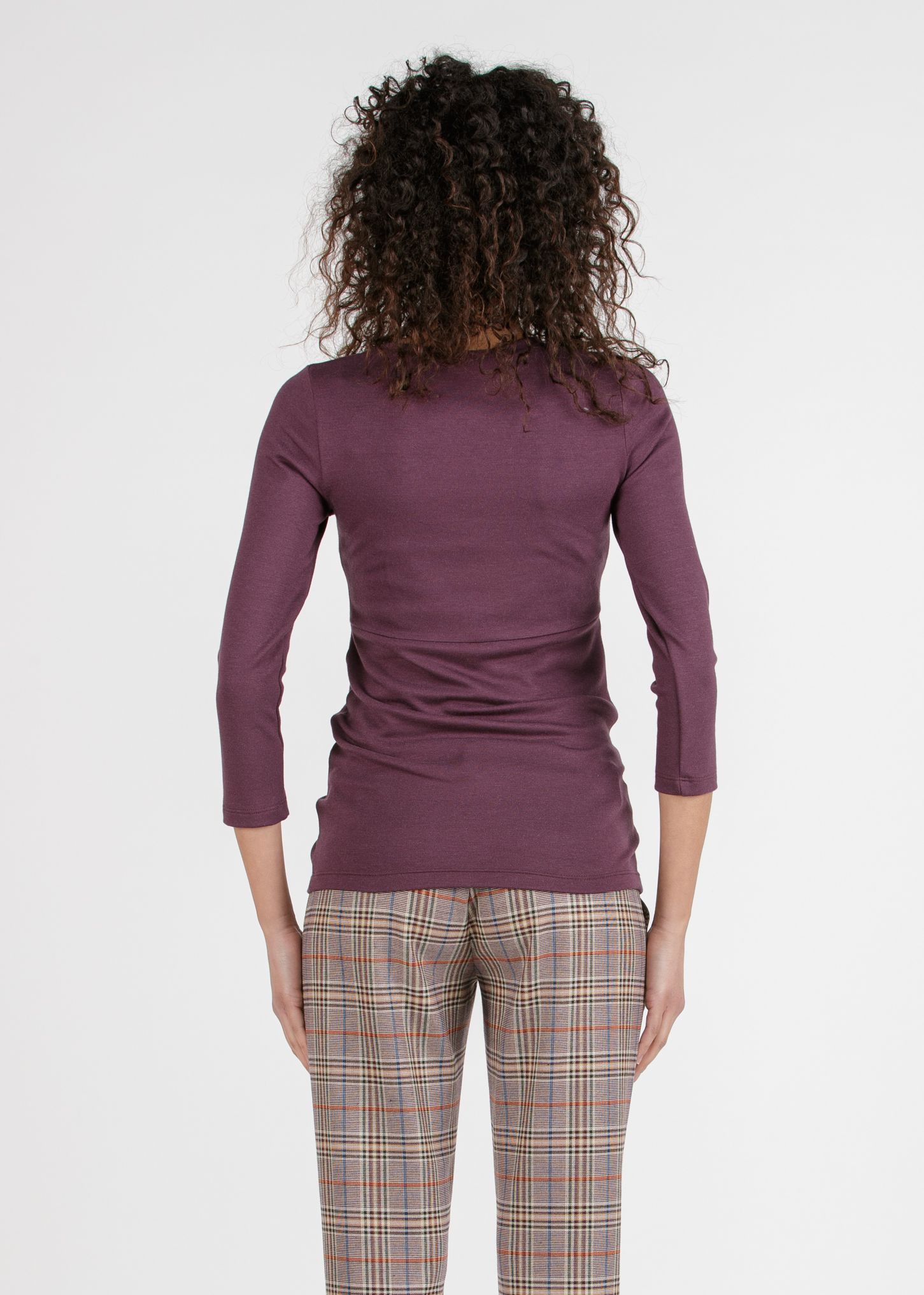 DALILA M - Maternity T-shirt with Side Curl (Plum, XS)