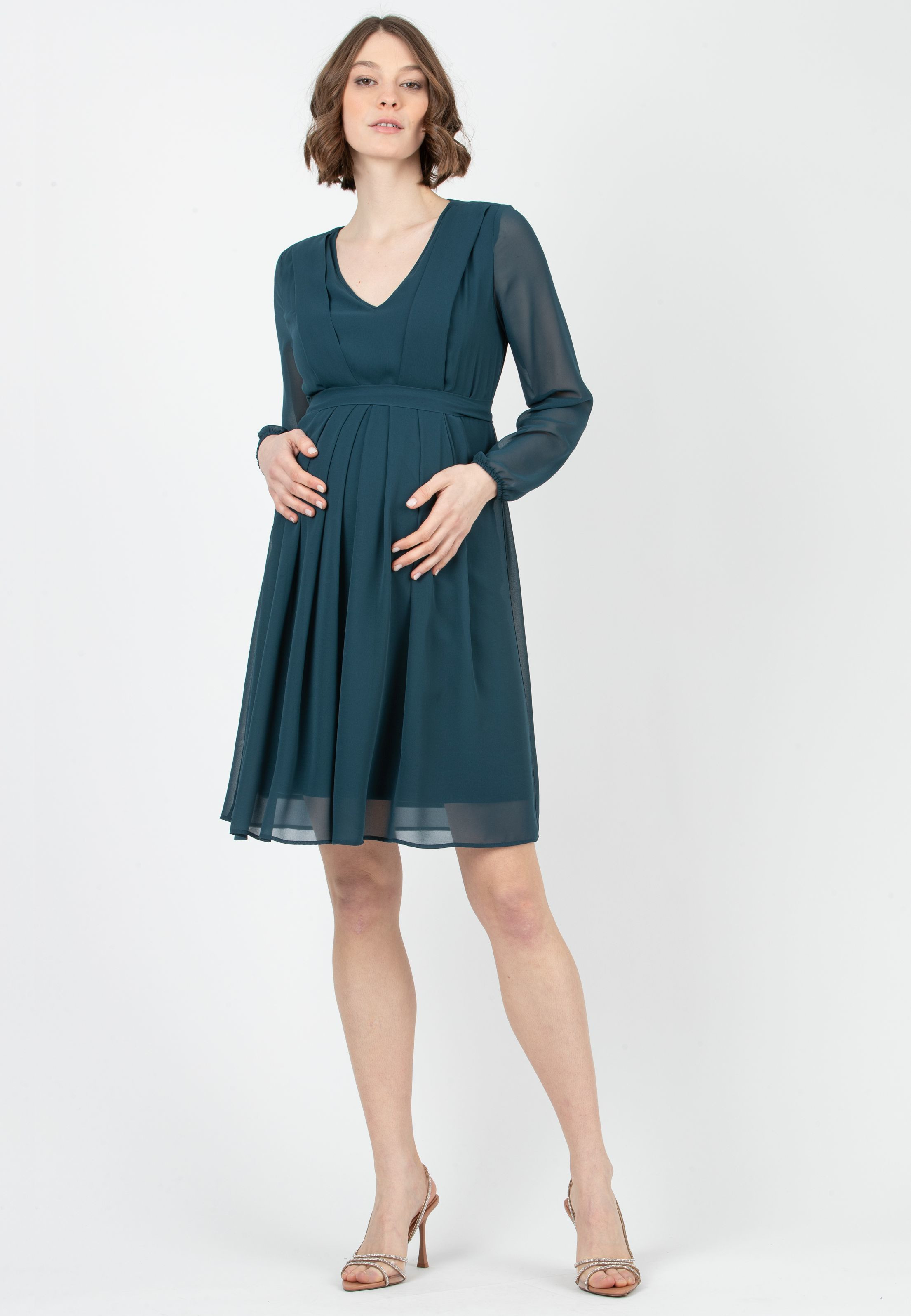 SARA - Abito Premaman & Allattamento in Chiffon (Ottanio, XS)