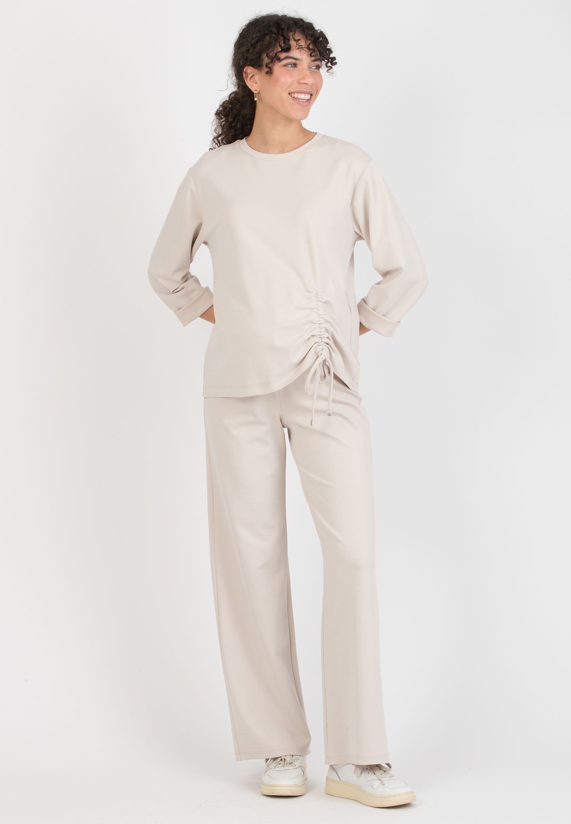 KIMBERLY M – Straight Maternity Trousers in Modal Ponte Fabric (Gesso)