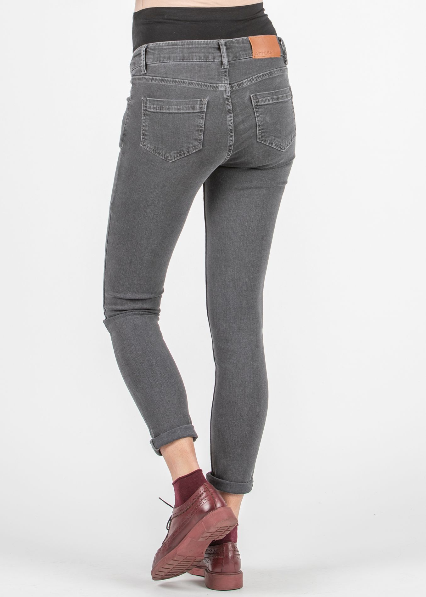 OLIMPIA GREY - Jeans Premaman Super-Stretch con Lavaggio Grigio (Grigio Medio, XS)