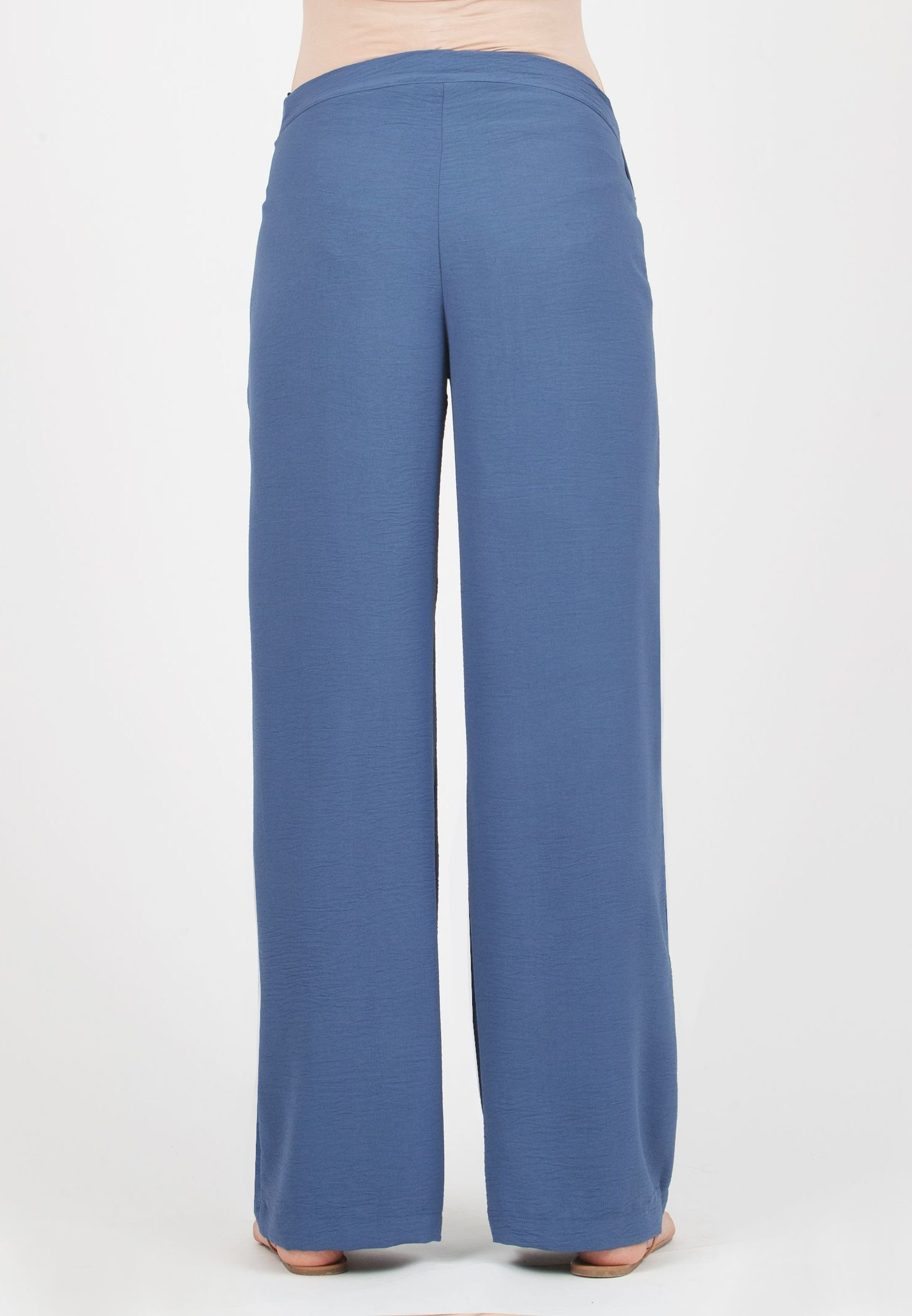 INES - Pantalone Premaman Fluido con Vita Bassa (Denim)