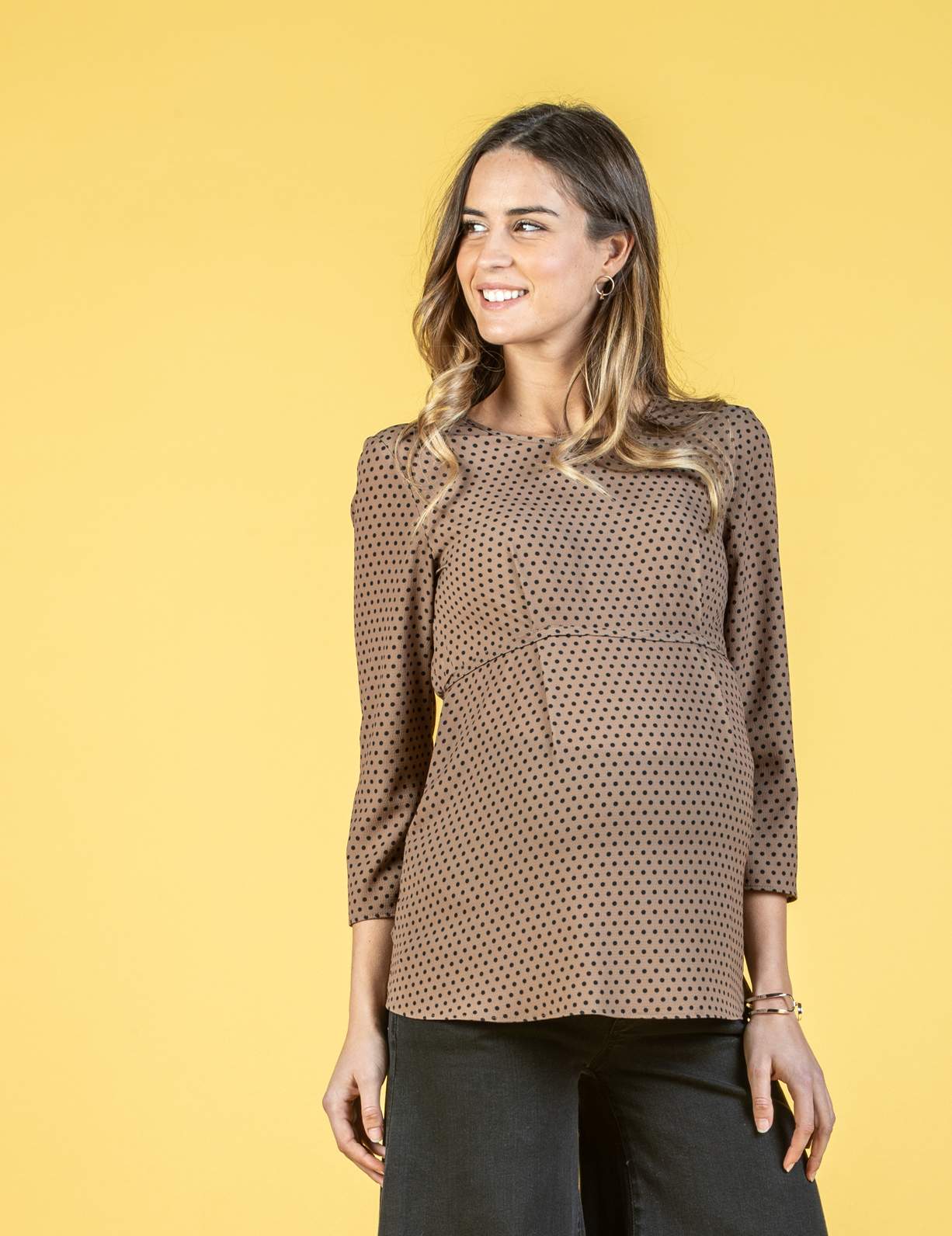 Camicetta Premaman con Laccio sul Davanti (Cammello, XS)