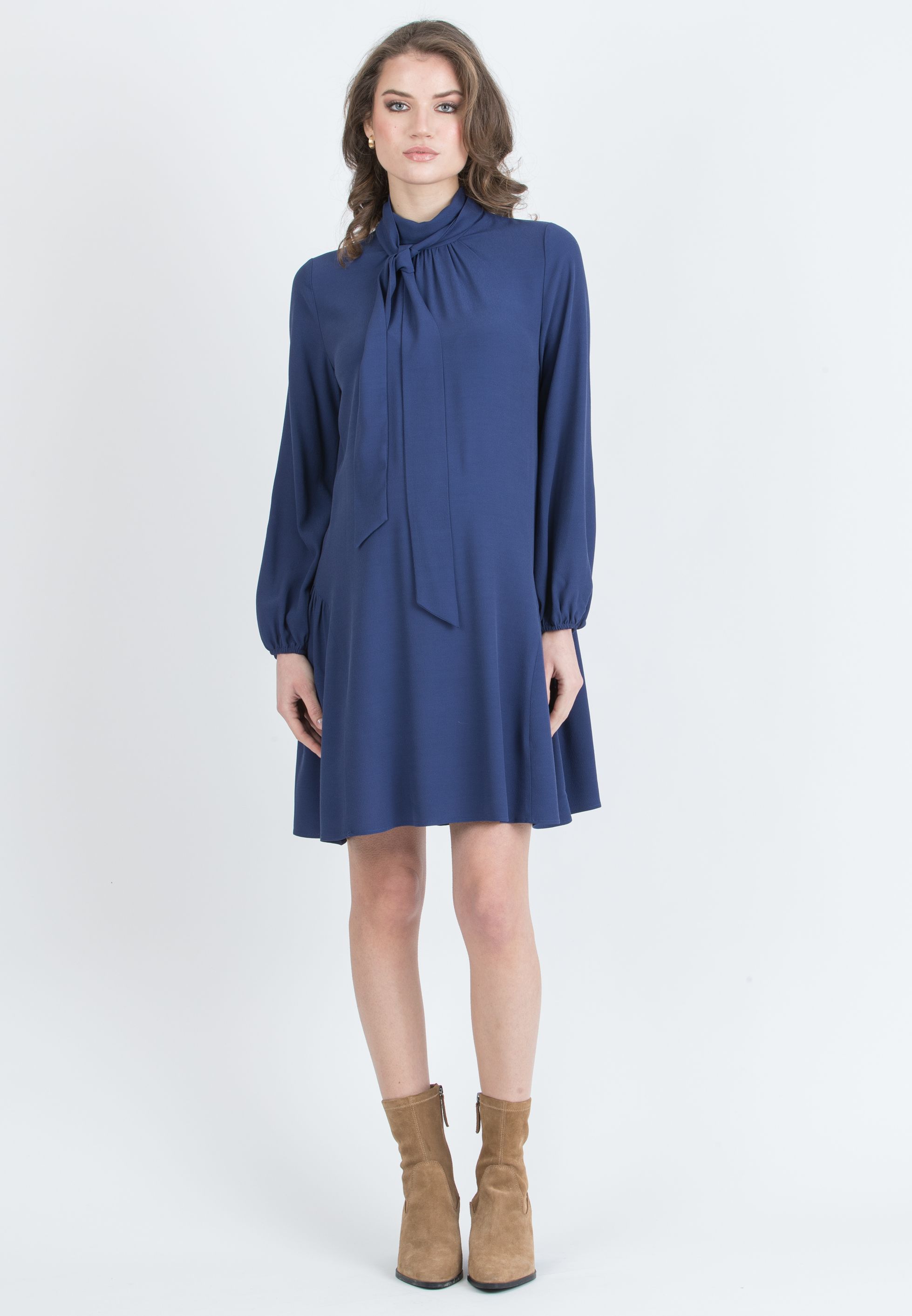 EMILY – Abito Premaman in Viscosa con Fiocco (Blu Tampone)