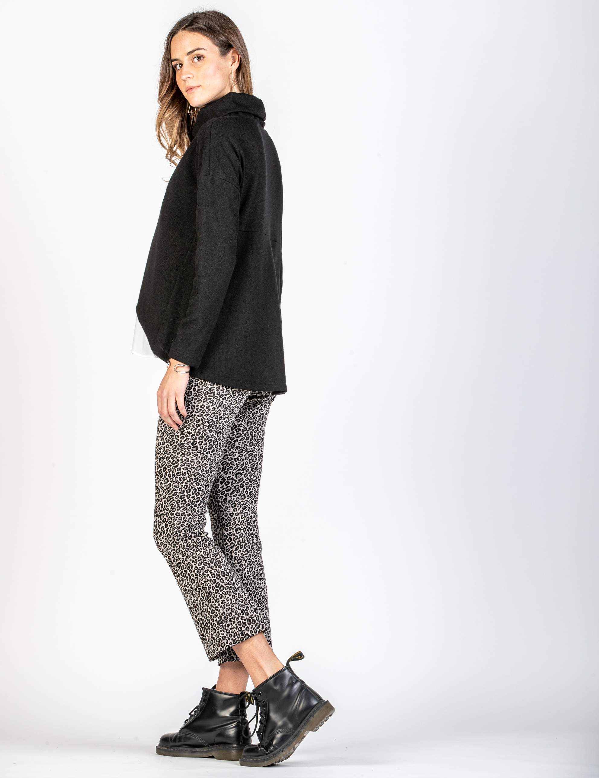 Maglia Premaman & Allattamento con Finta Camicia e Collo a Ciambella (Nero, XS)