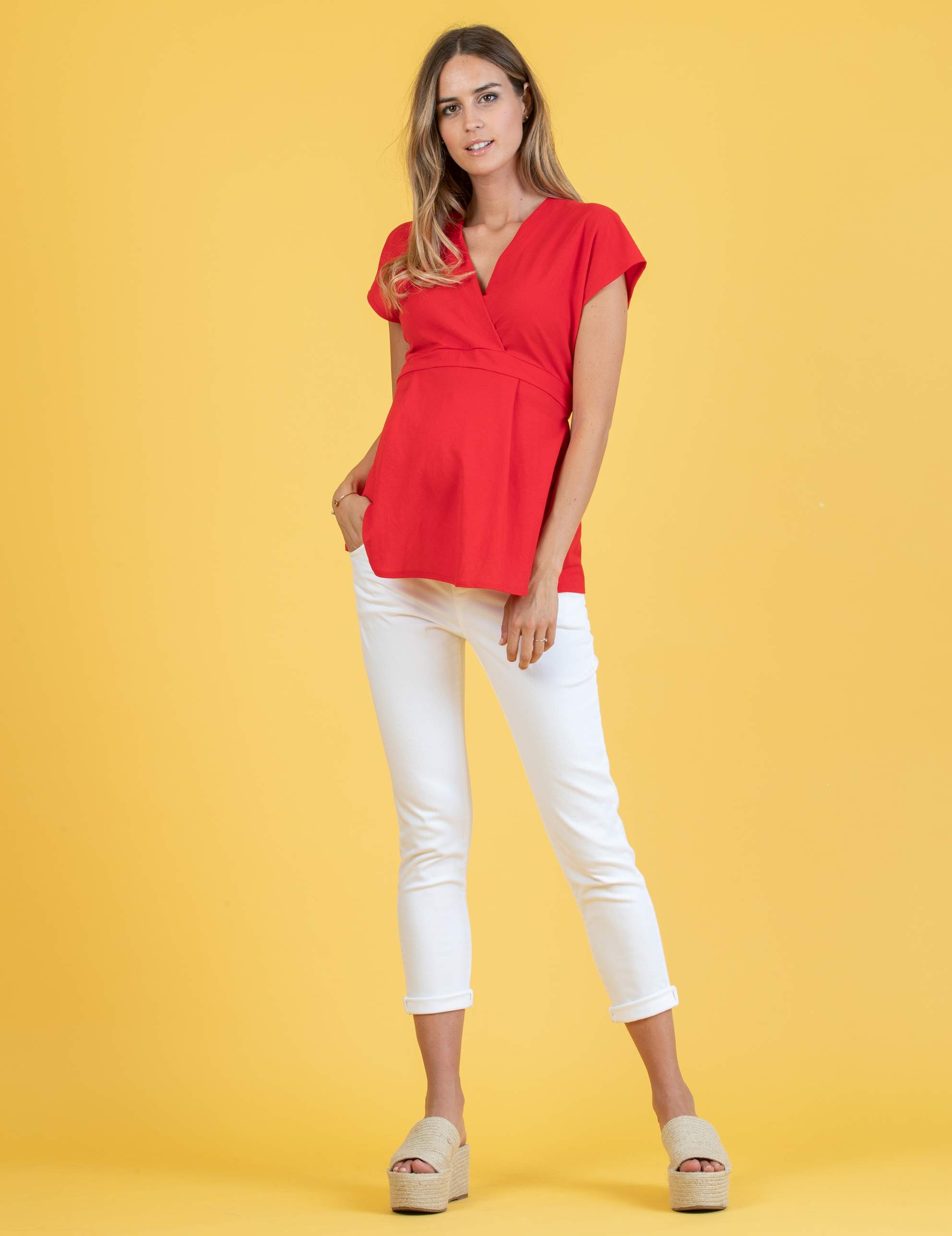 Slim Fit Boyfriend Maternity Trousers (White, XS)