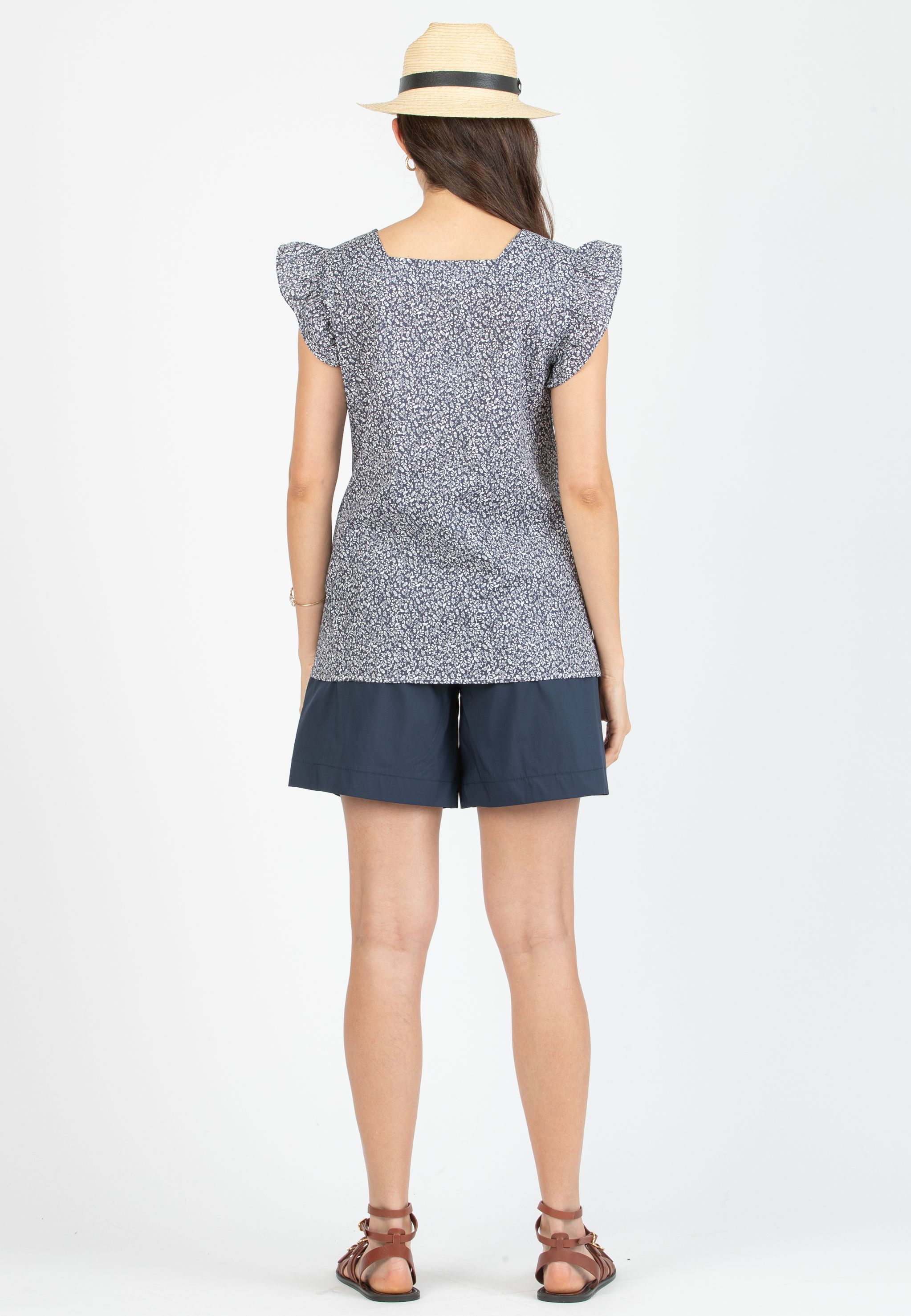 LAILA C - Camicetta Premaman in Cotone Stampato (Blu)