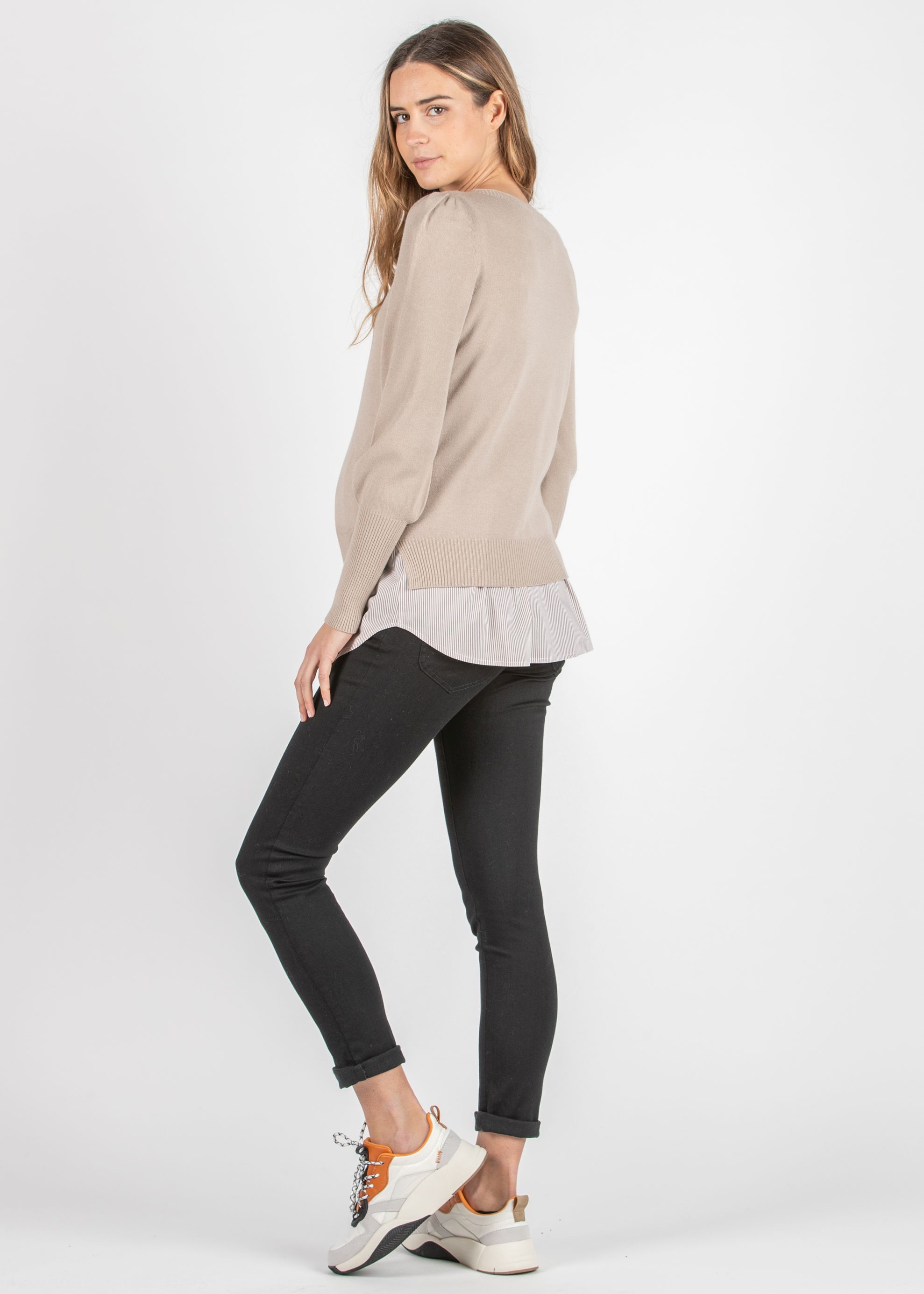 LUCE - Jeans Premaman Skinny Super Elasticizzato (Nero, XS)