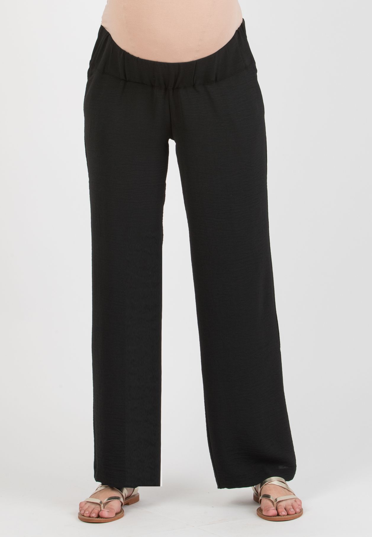 INES - Fluid Maternity Trousers with Low Waist (Nero)