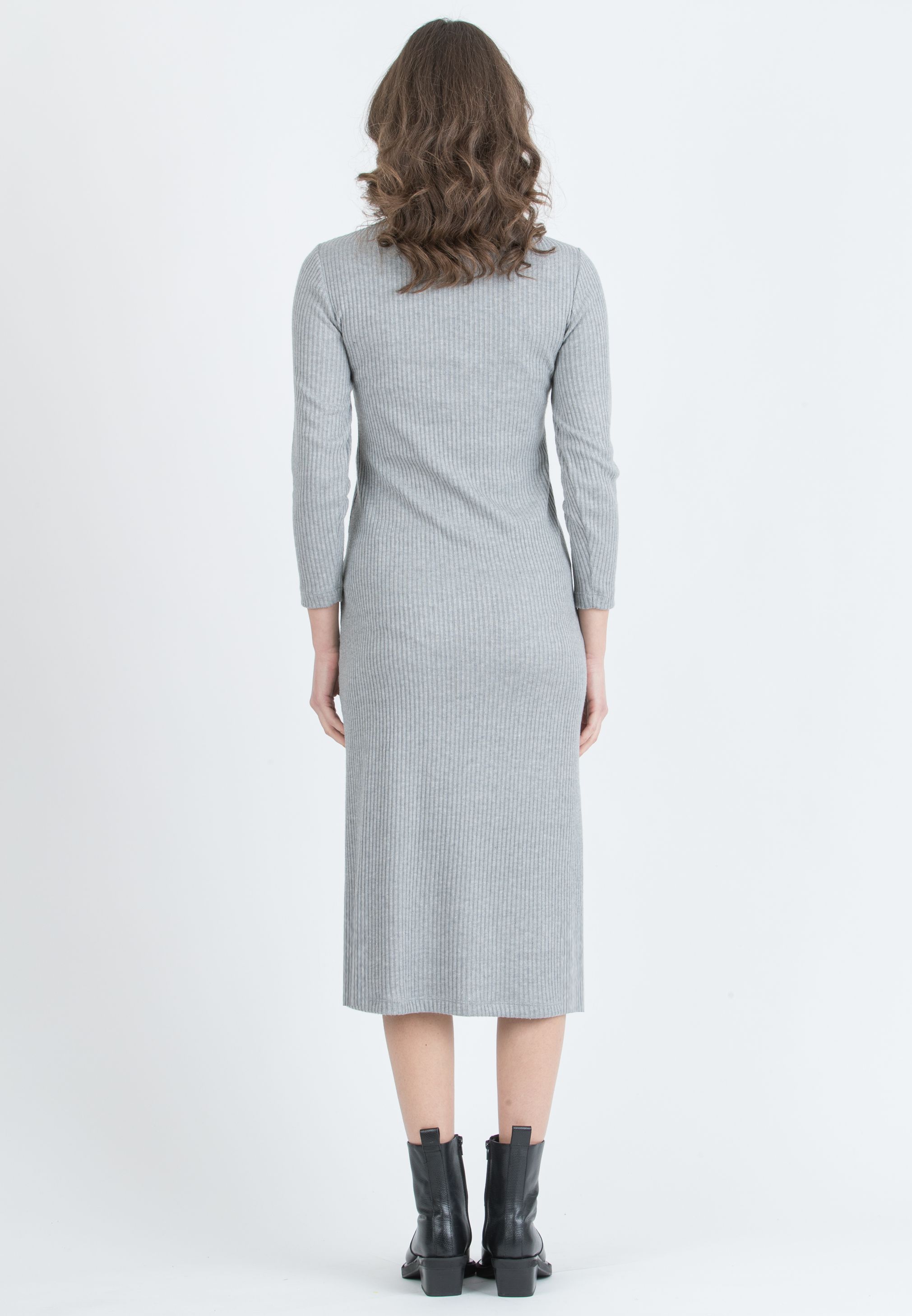 ISSA M/L – Abito Premaman & Allattamento in Maglia a Costina con Nodo (Grigio Chiaro)