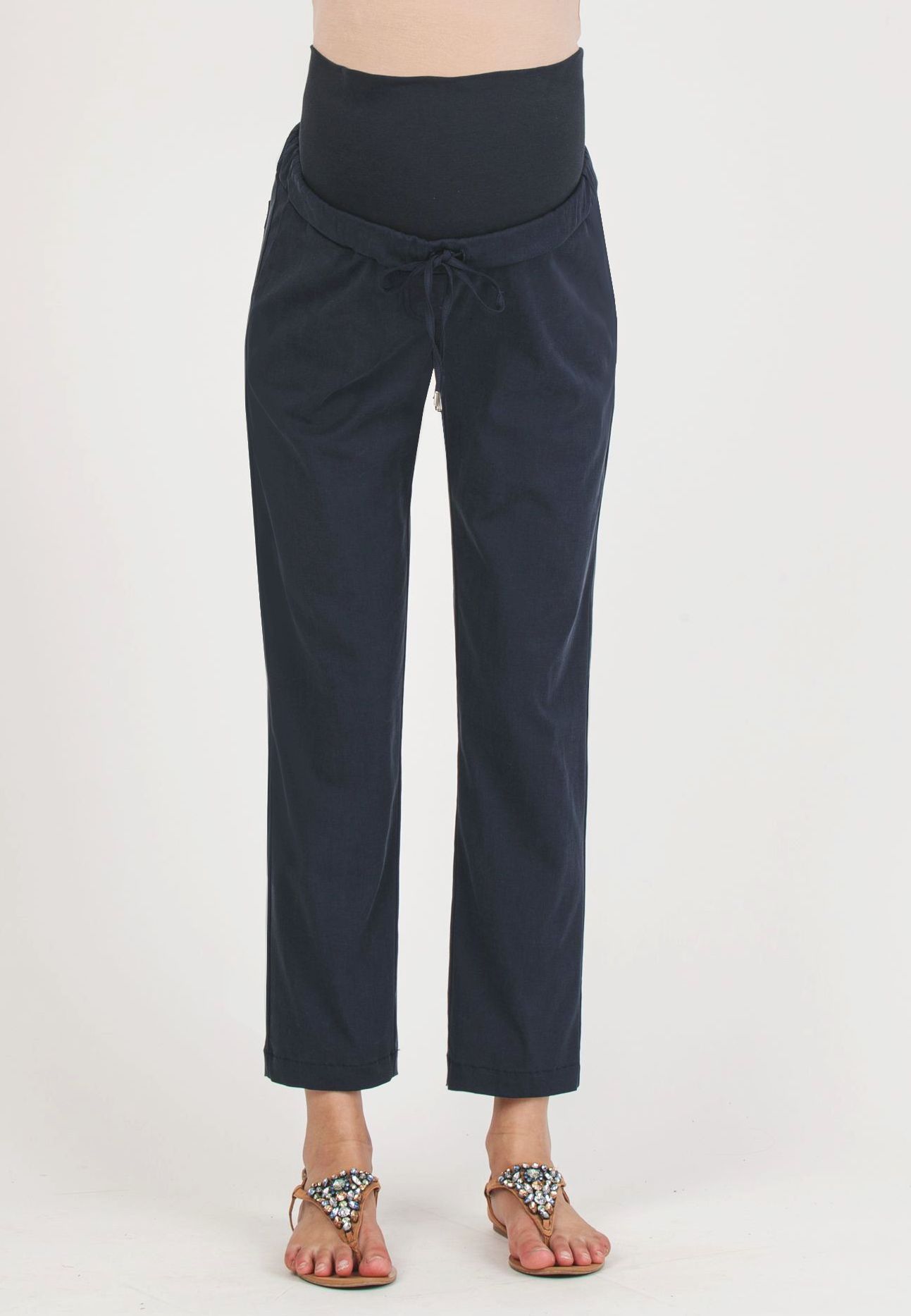 STEPH - Maternity Trousers in Soft Tencel Gabardine (Blue, XS)