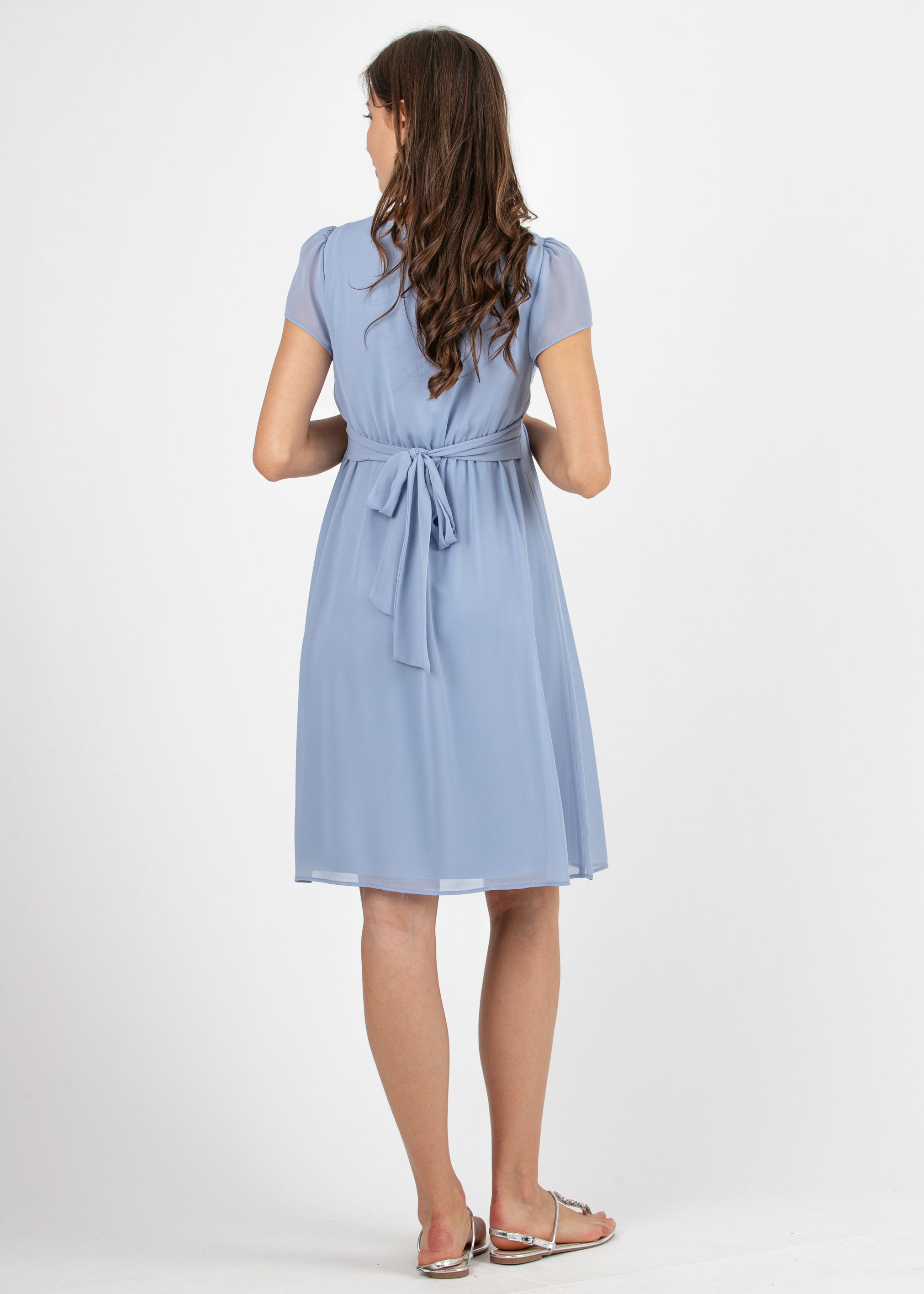 Abito Premaman & Allattamento in Georgette con Scollo Incrociato (Perla, XS)