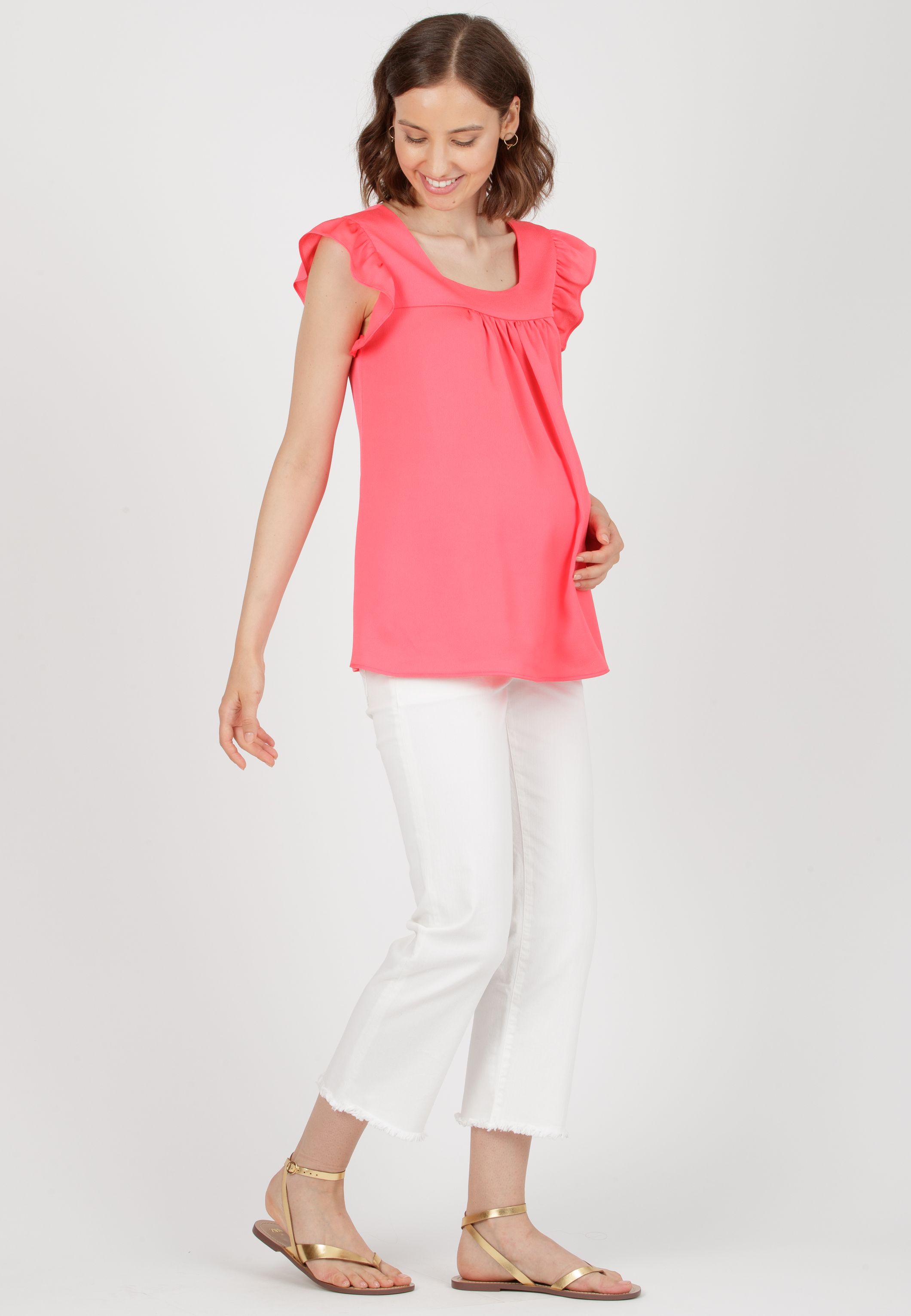 LAILA - Satin Maternity Blouse (Coral, XS)