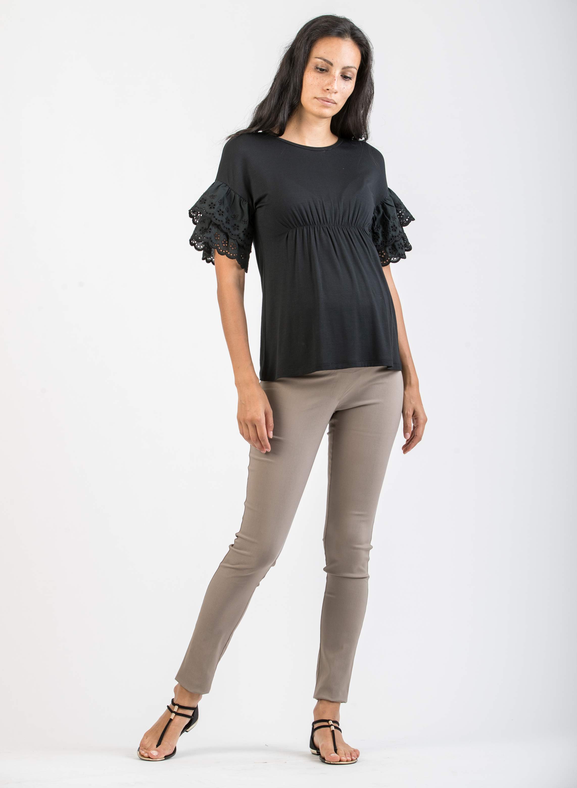 EBONY - Pantalone Premaman Skinny in Bengalina Super-Stretch (Iuta, XXS)