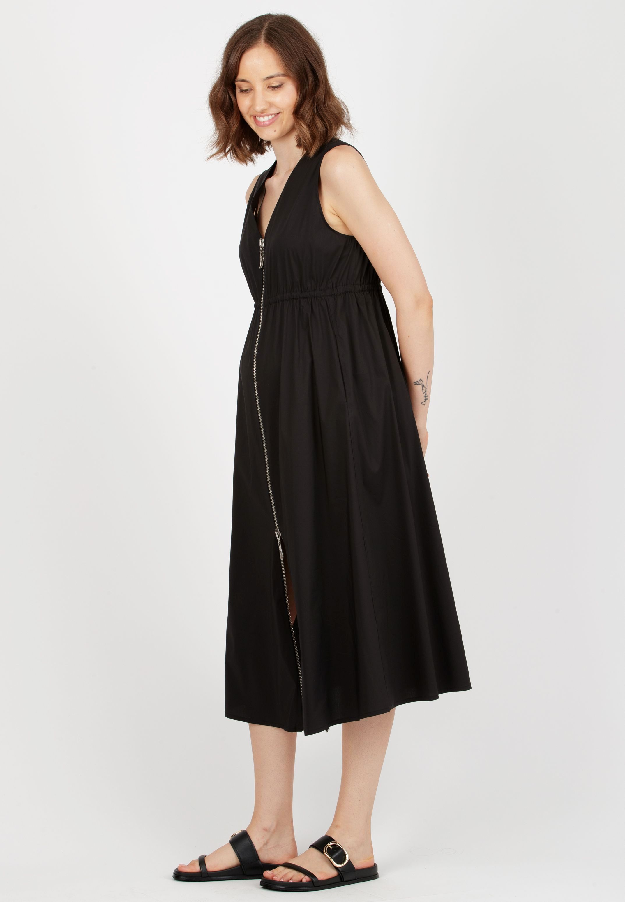 ALANA - Maternity & Nursing Dress with Central Zipper (Neroblack, XXS)