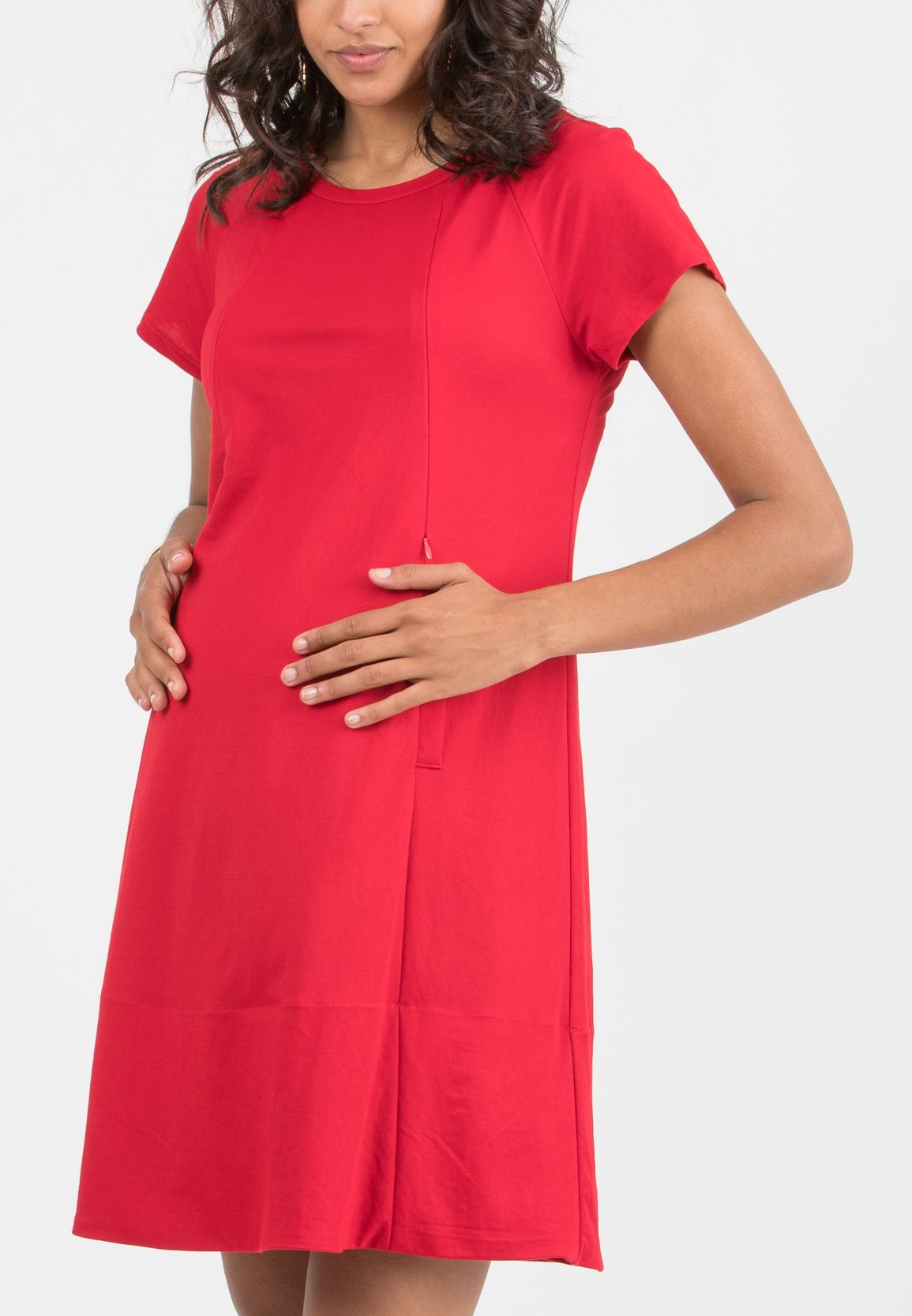 LICIA – Maternity & Nursing Dress in Viscose (Red, XS)
