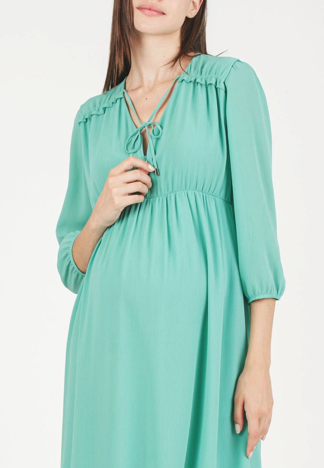 CHRISSY - Abito Premaman & Allattamento in Creponne con Laccio sullo Scollo (Acqua, XS)