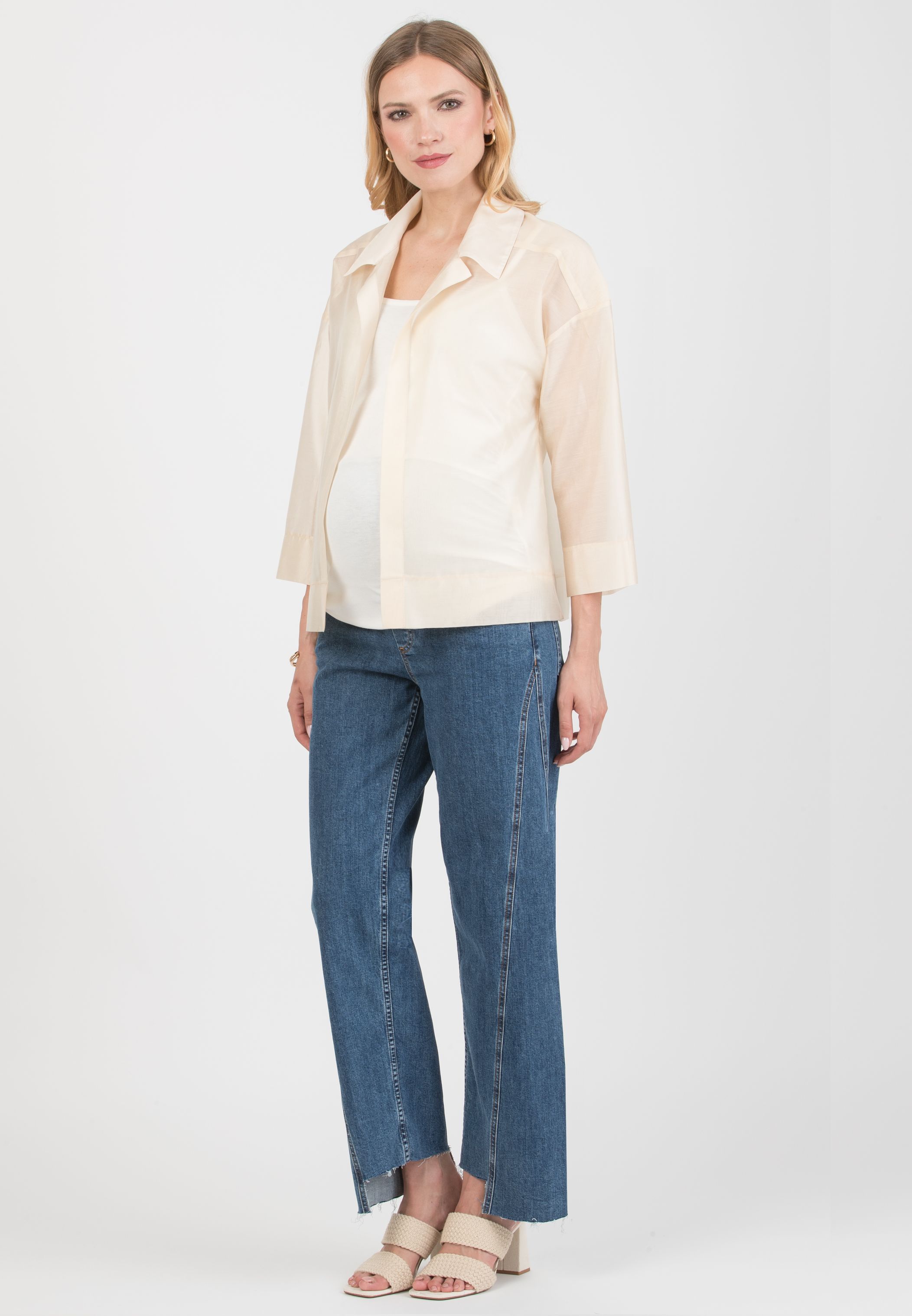 COCO – Camicia Premaman Trasparente in Lyocell (Beige, XS)