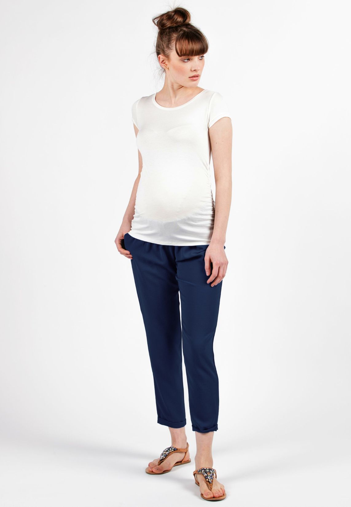 SILVIA - Maternity Jogger Trousers in Crepe (Blue, XS)