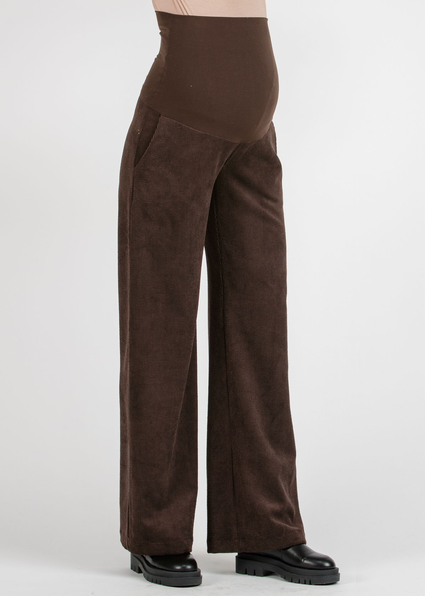 WINONA - Palazzo Maternity Trousers in Soft Corduroy (Marrone)