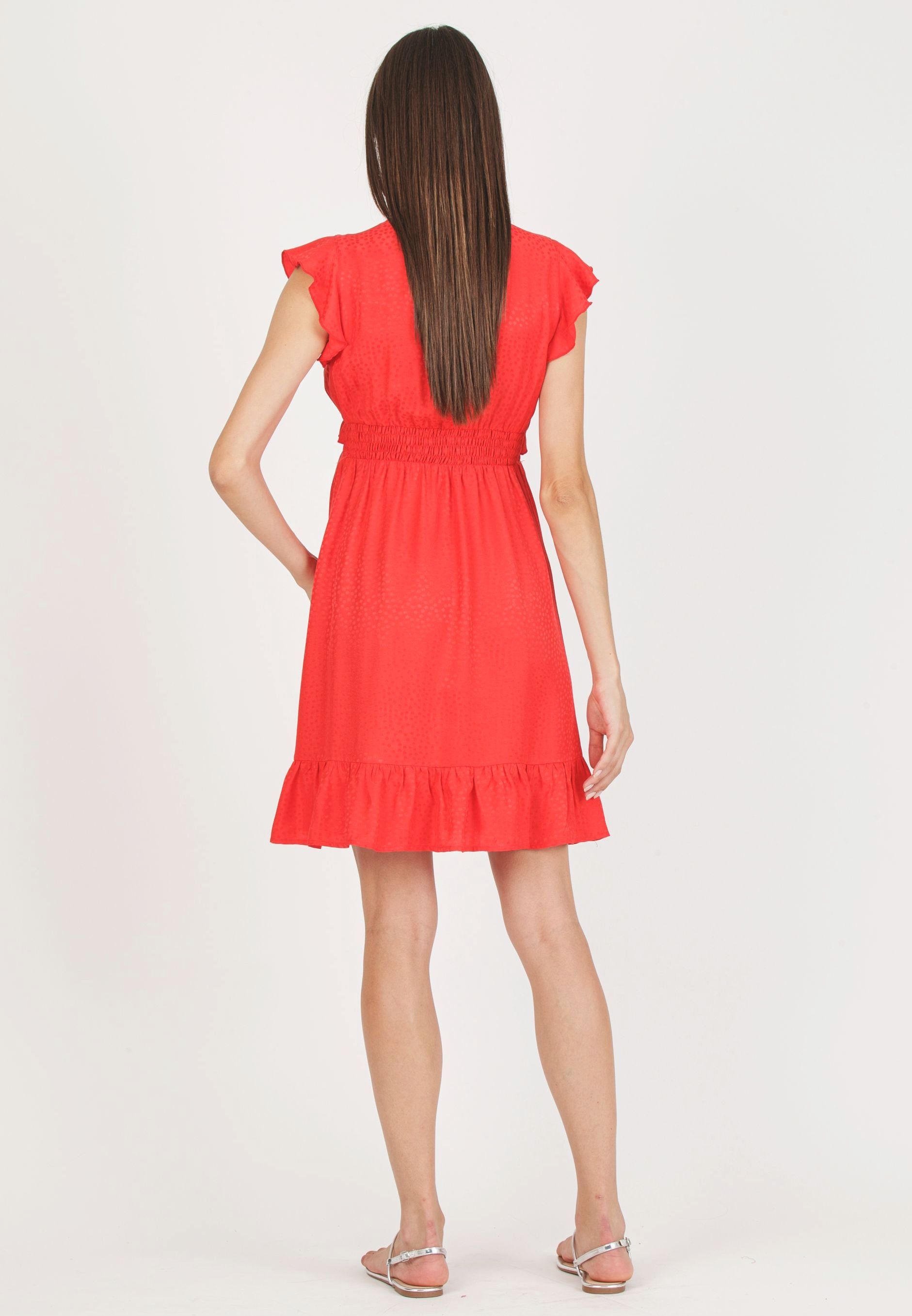 Abito Premaman & Allattamento in Viscosa Jacquard (Rosso, XS)