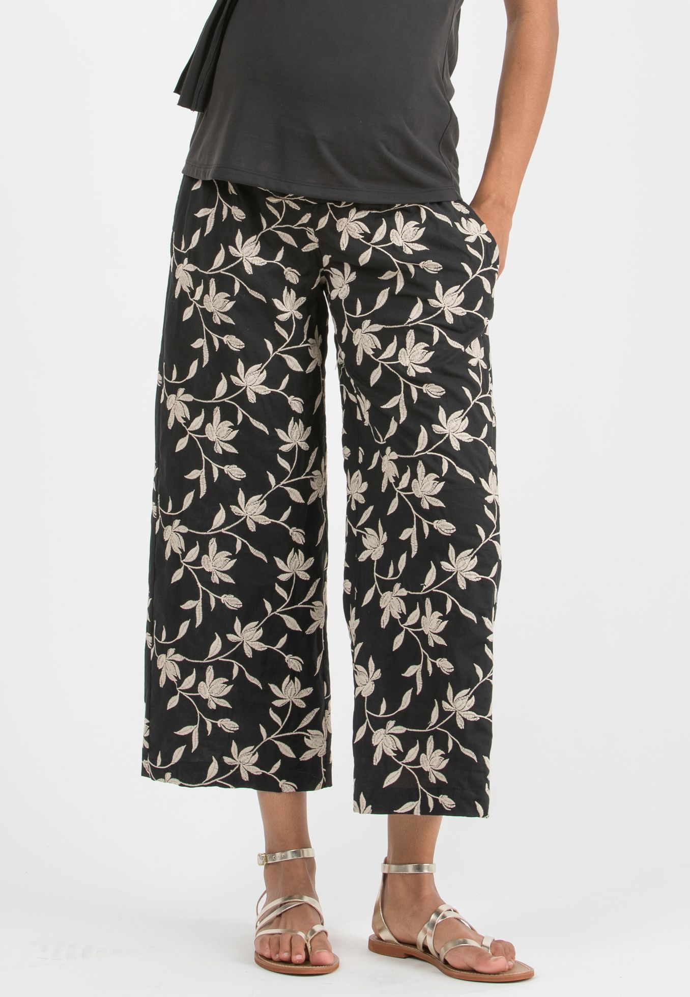 GUENDALINA – Pantalone Premaman con Elastici (Nero, XS)