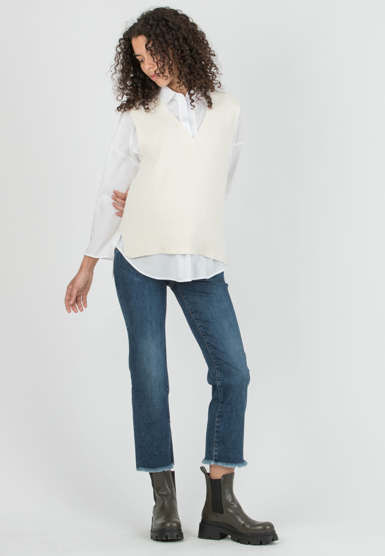CARLY - Gilet Premaman in Misto Lana (Avorio, UNIC)