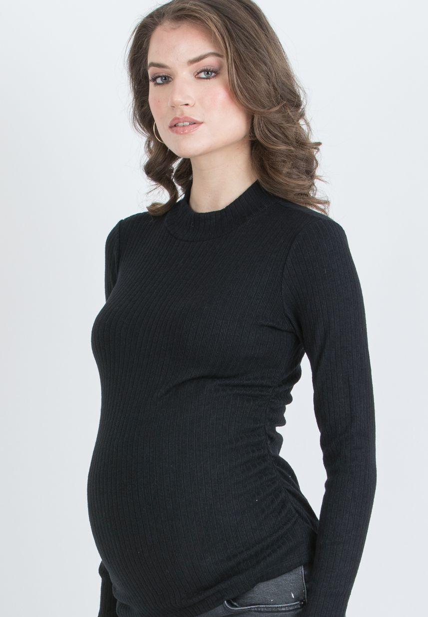 GIORDANA - Maternity Ribbed Turtleneck (Nero)