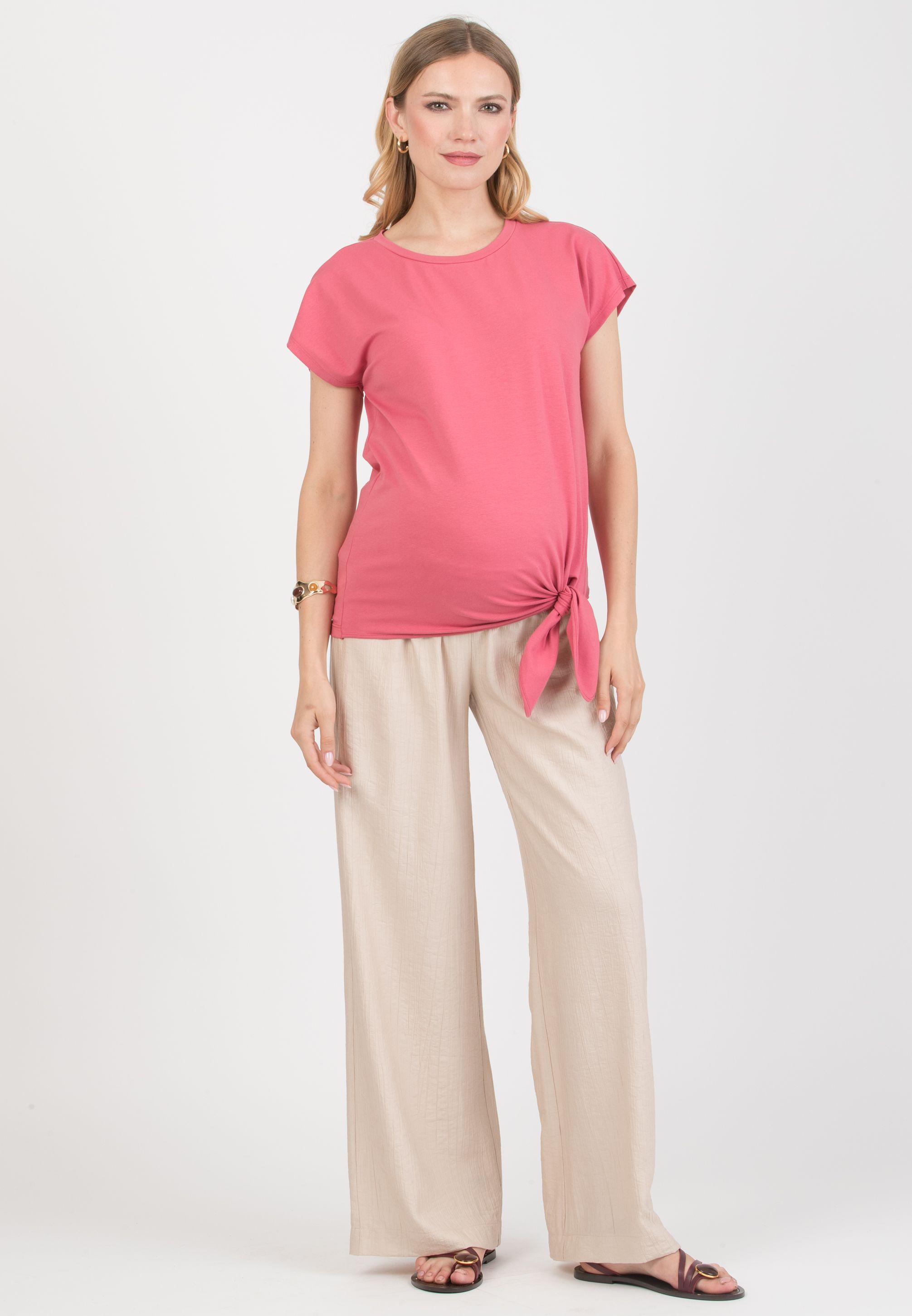 GUENDALINA LG - Maternity Palazzo Trousers in Viscose (Naturale)