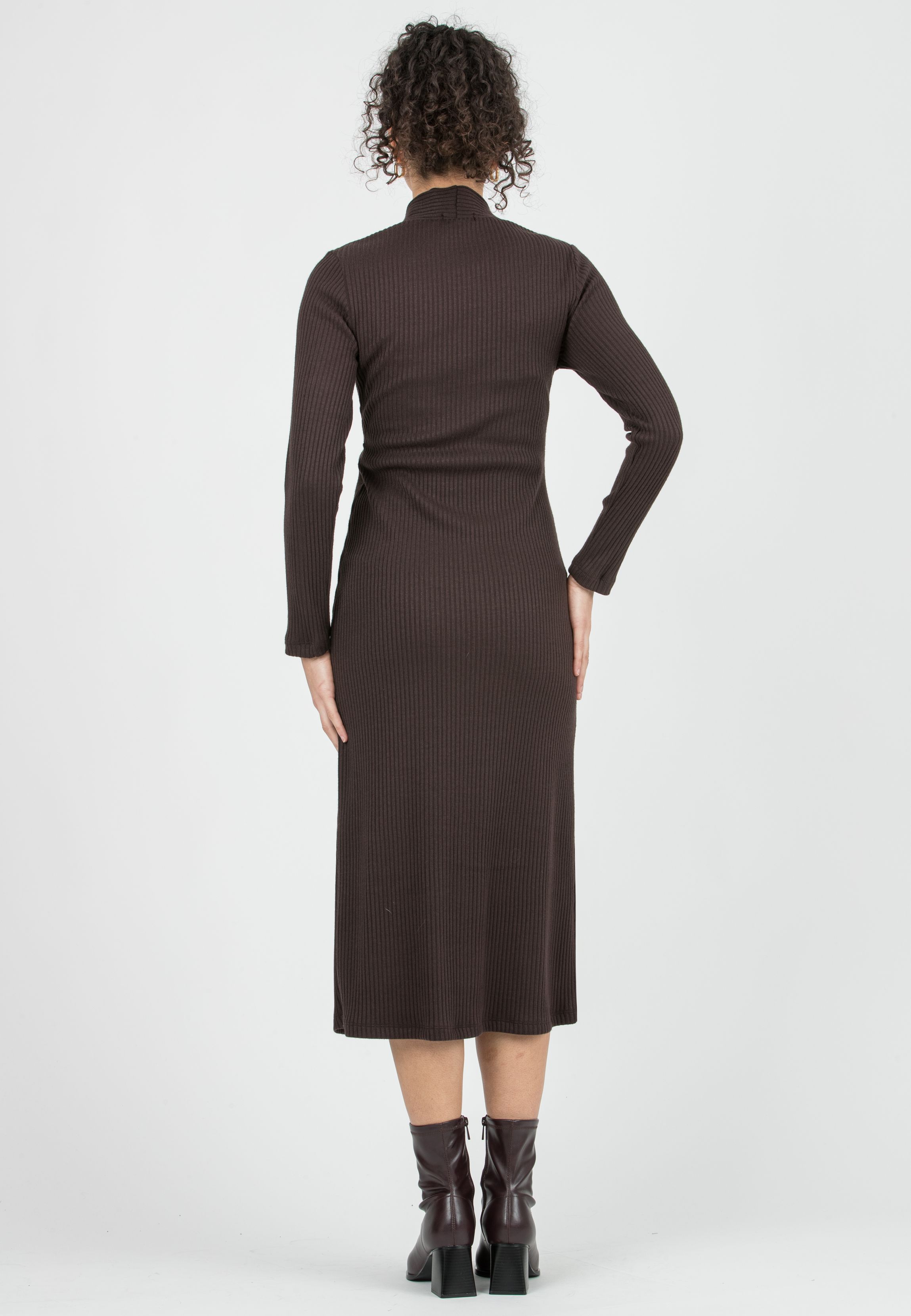 ISSA M/L – Abito Premaman & Allattamento in Maglia a Costina con Nodo (Marrone)