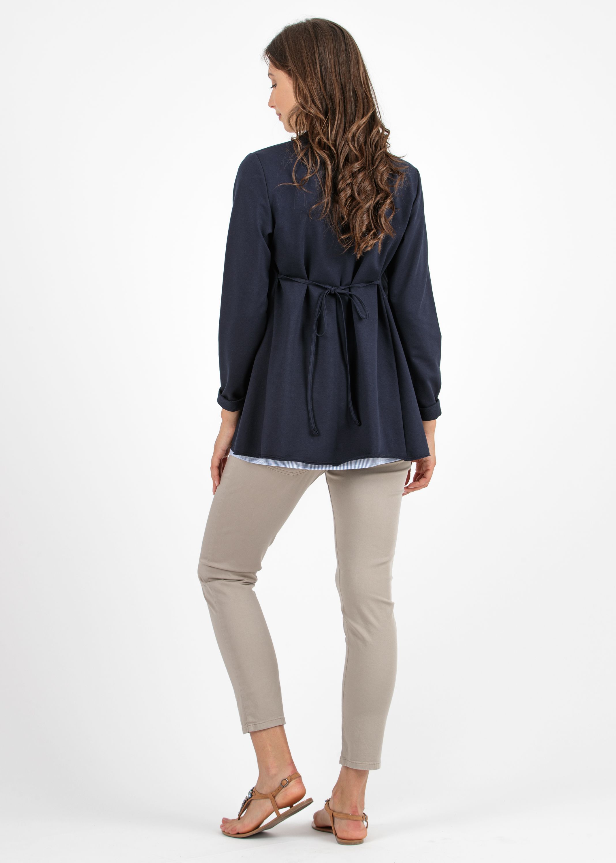 Cropped Mom Fit Slim Maternity Trousers in Gabardine (Beige, XS)