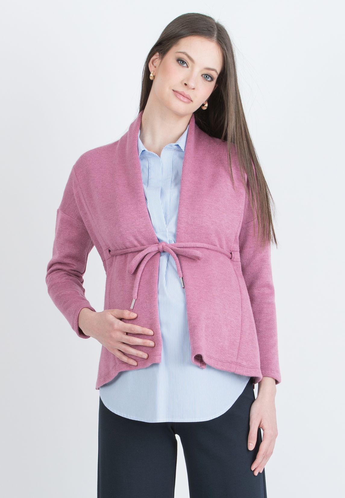 ALMA - Cardigan Premaman in Maglia con Laccio (Rosa)