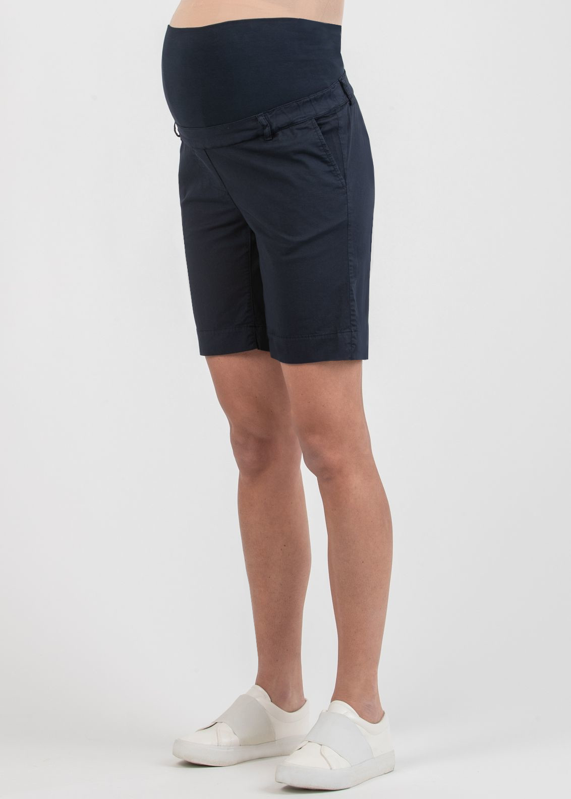 Pantaloni Corti Premaman in Cotone Stretch (Blu, XS)