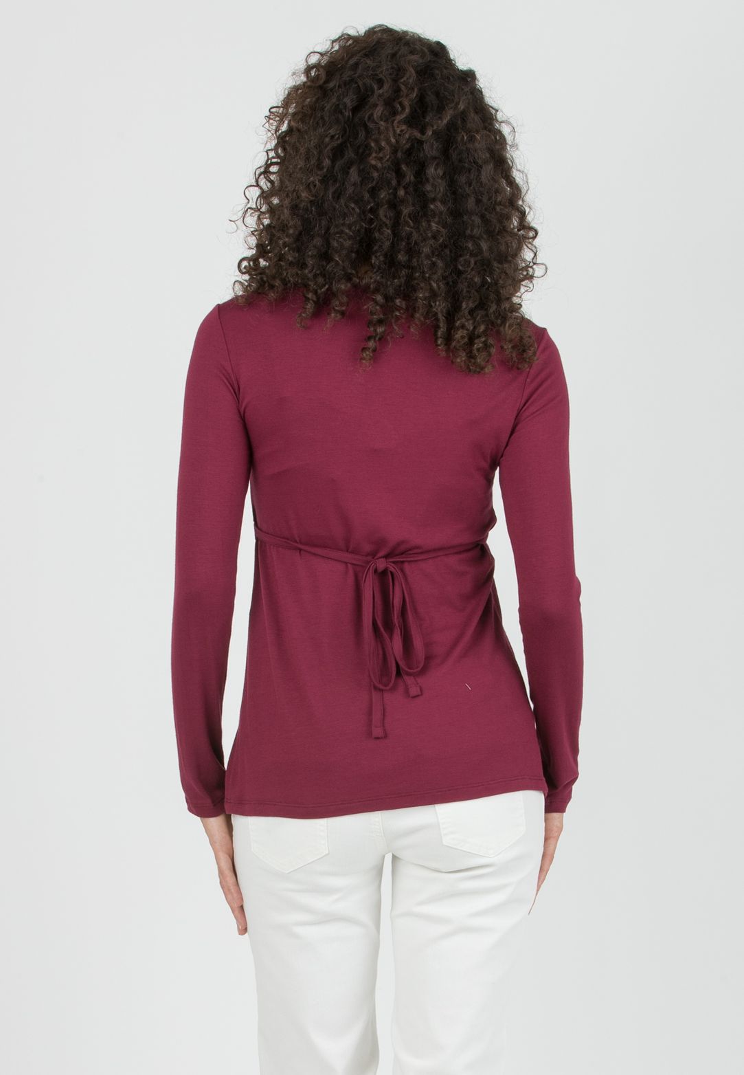 MARGHERITA M/L - Maternity and Nursing Crossover T-shirt with Strings (Prugna)