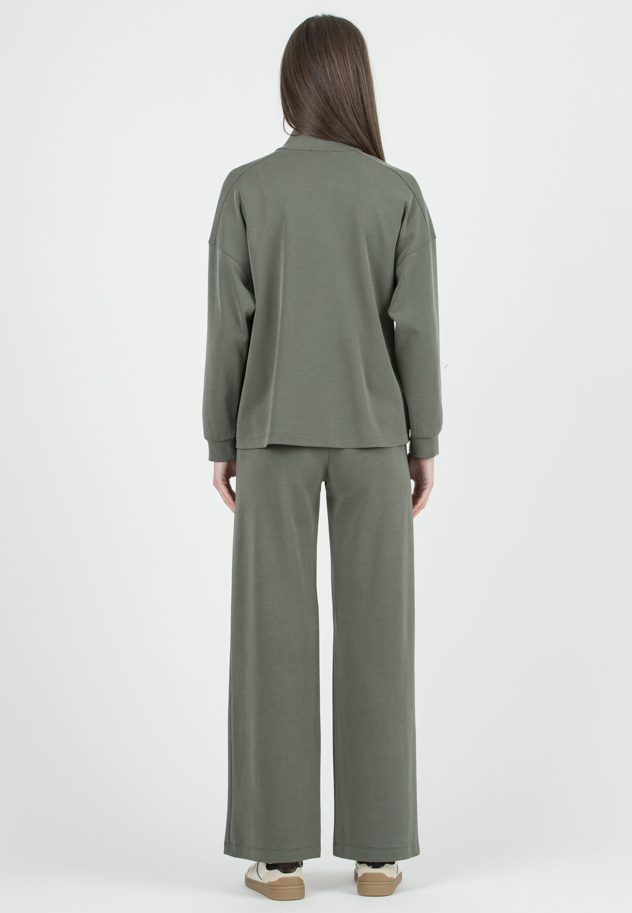 SAM - Maglia Premaman & Allattamento in Modal con Zip e Tasche (Verde Militare)