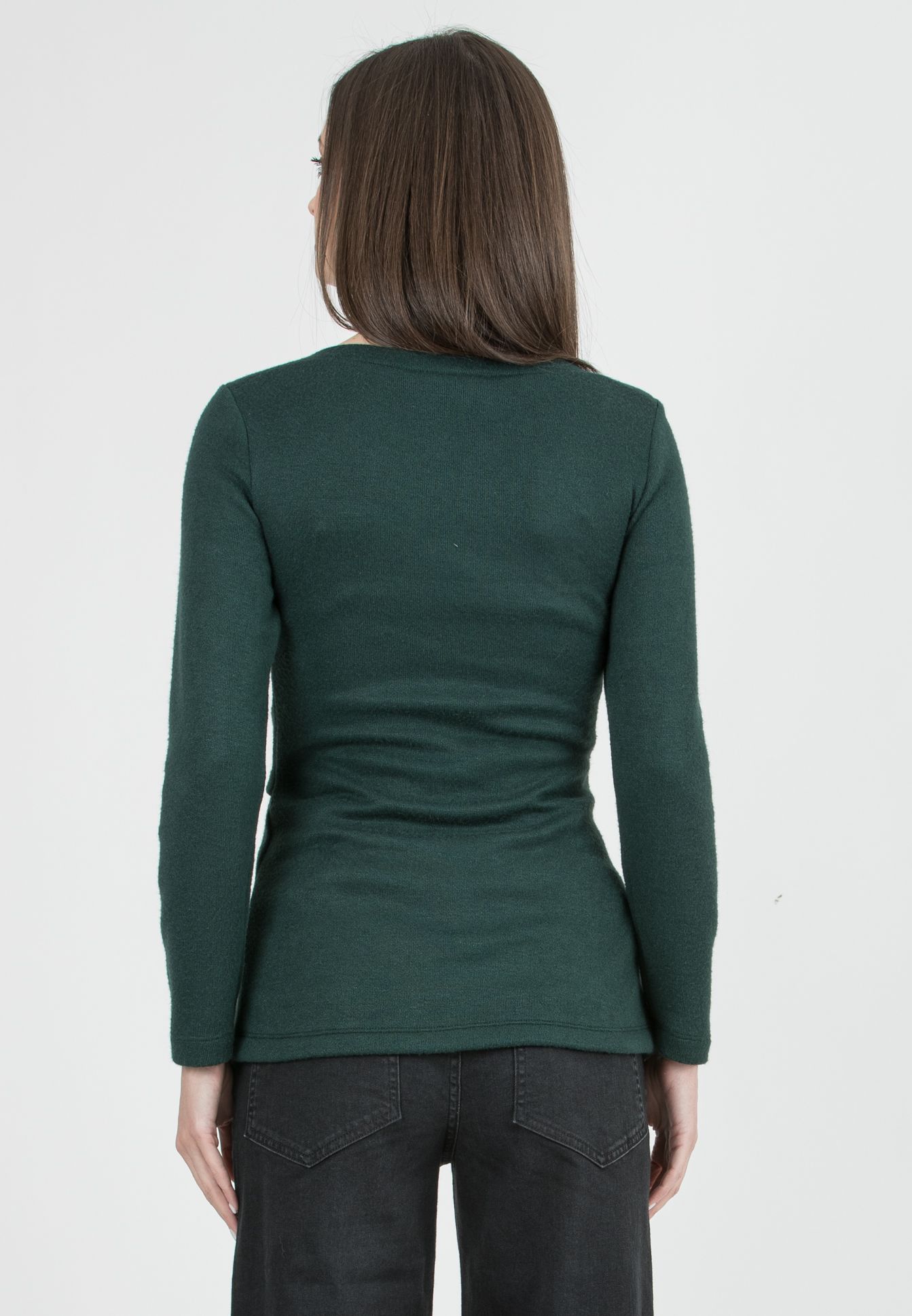 AMELIA M - Maglioncino Premaman in Filato di Viscosa con Fascia in Vita (Smeraldo, XS)