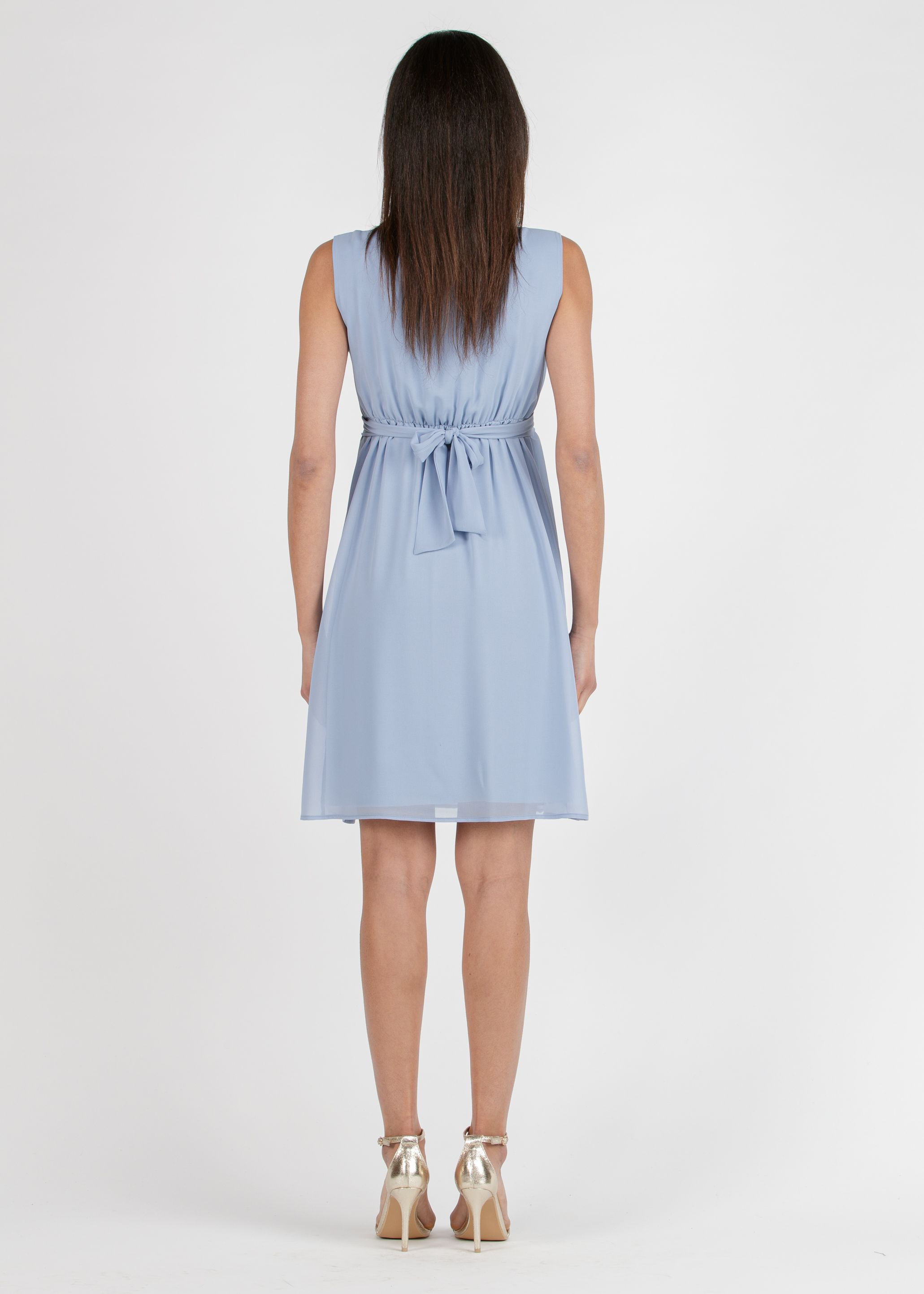 SABRINA - Abito Premaman & Allattamento in Chiffon con Pieghe sul Corpino (Grigio Perla, XS)